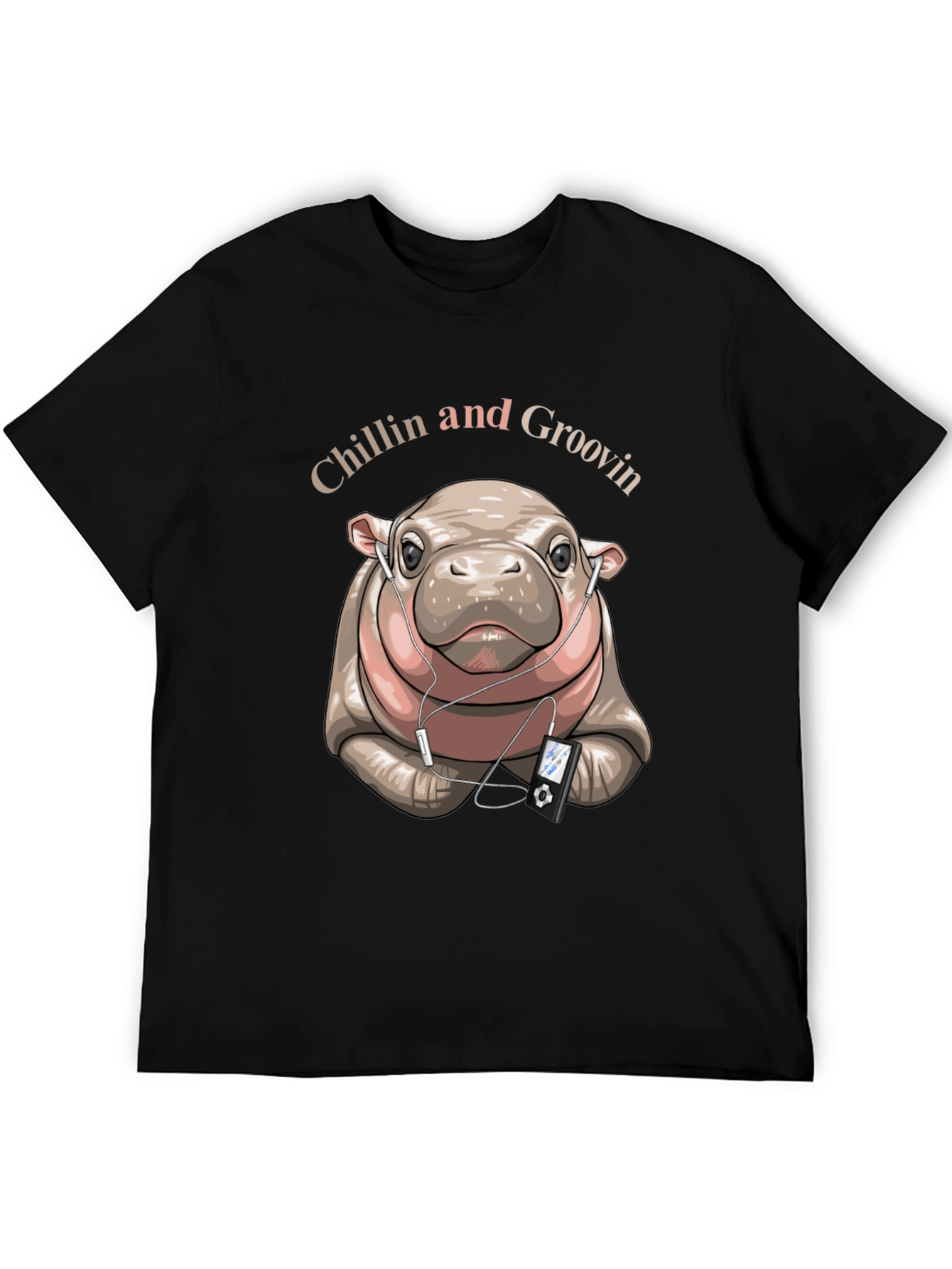 Black Chillin' Hippo Graphic Tee view 5