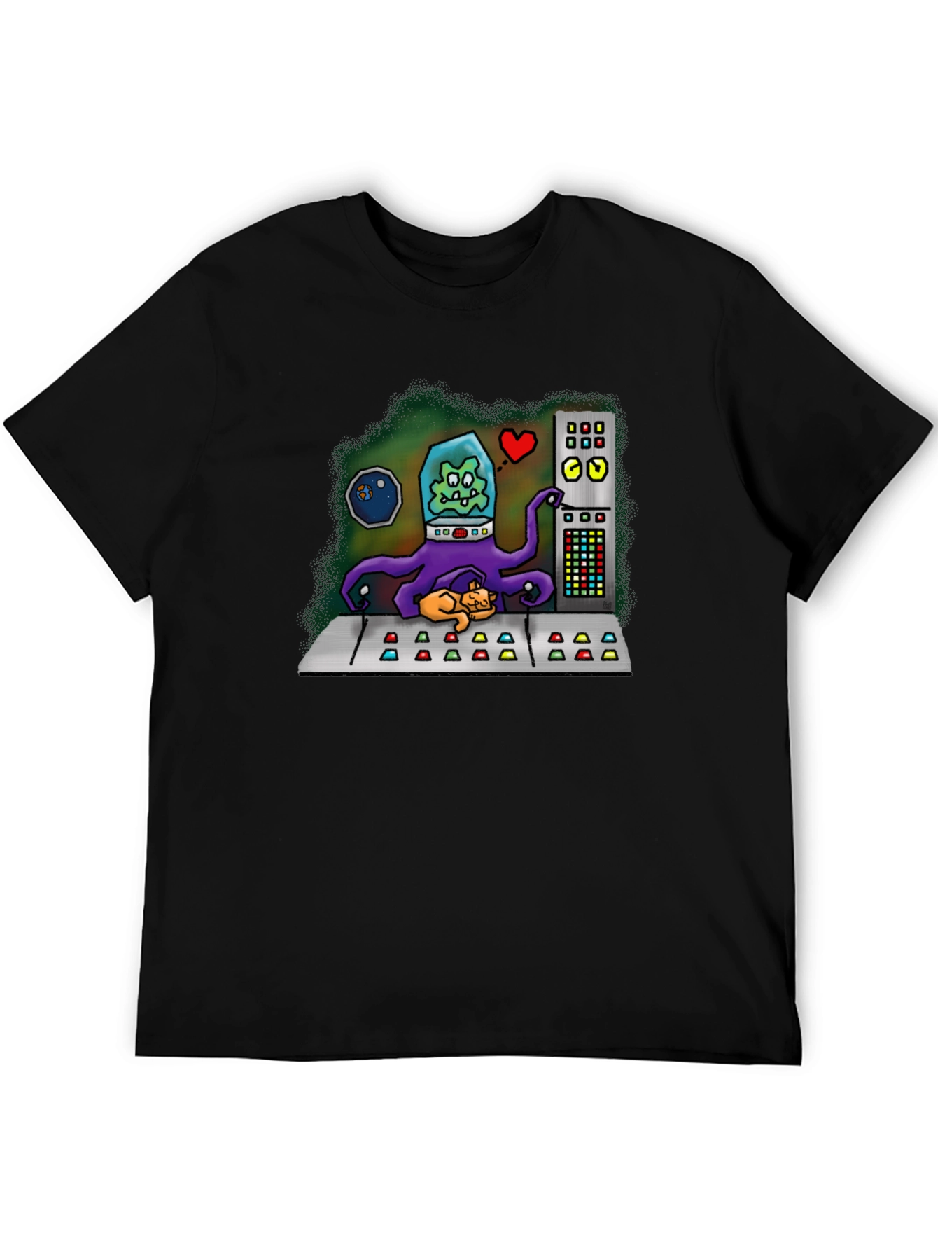 Black Alien Cat Lover Graphic Tee view 5