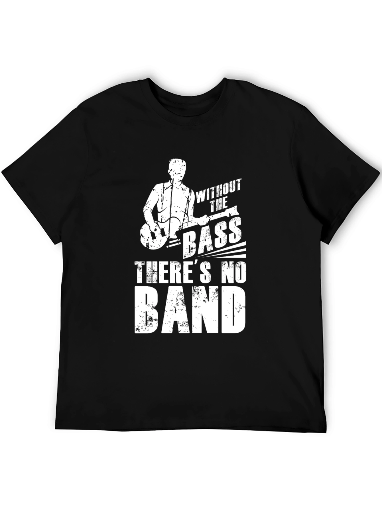 Black Bass Guitar T-Shirt - Without the Bass There's No Band view 5