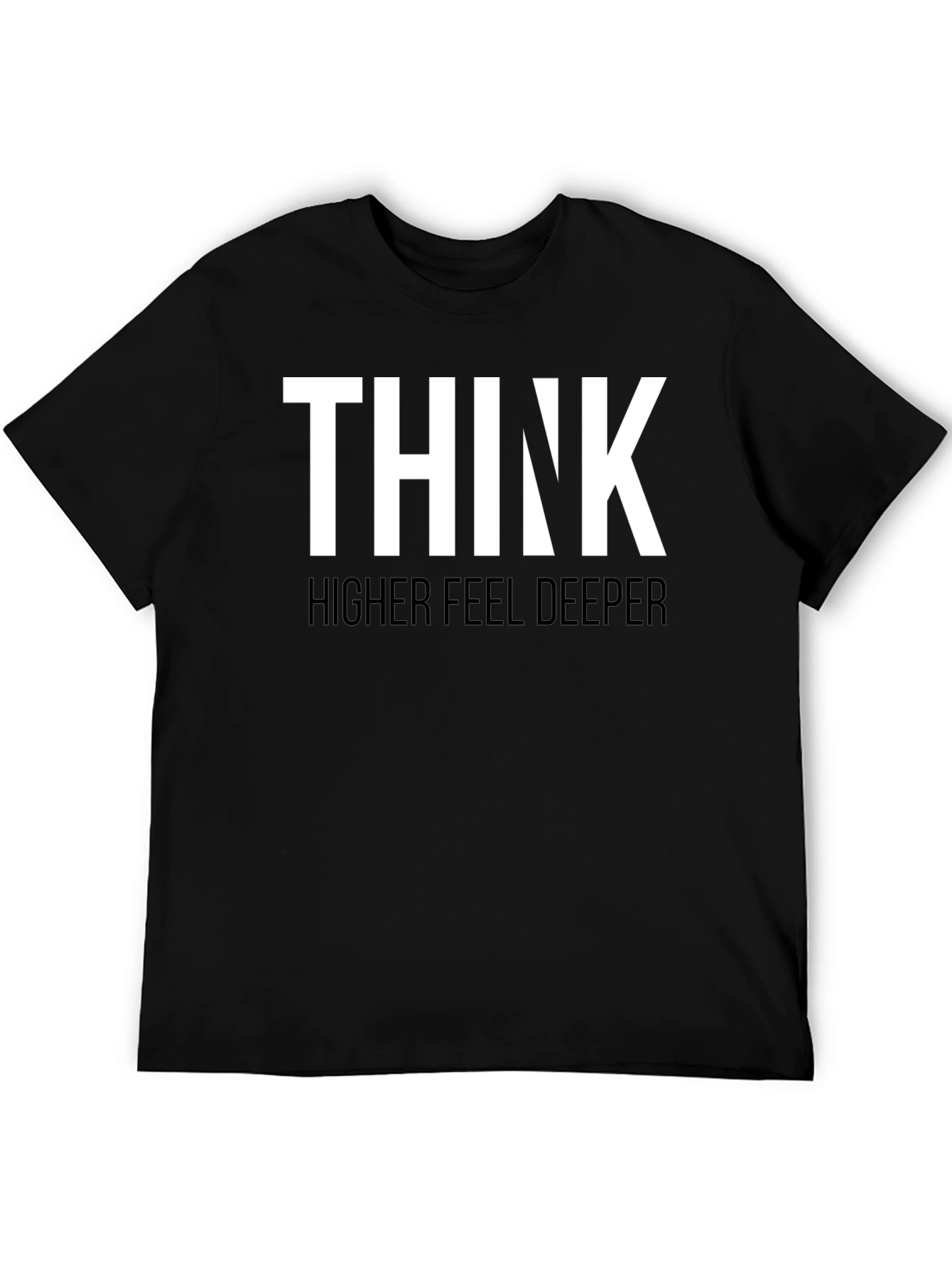 Black Think Higher Feel Deeper Graphic Tee view 5