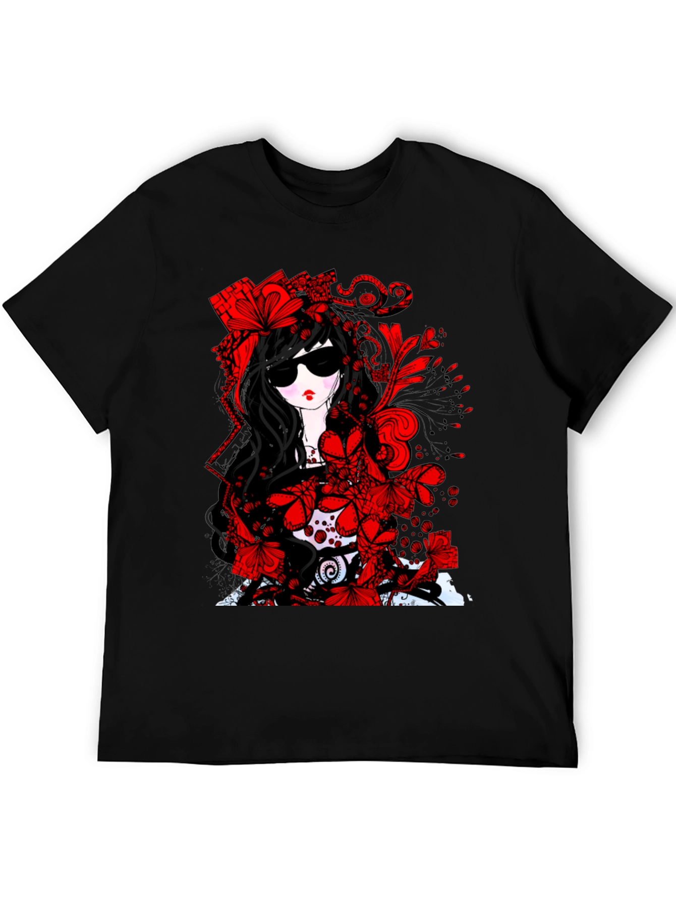 Black Gothic Floral T-Shirt - Dark & Stylish view 5