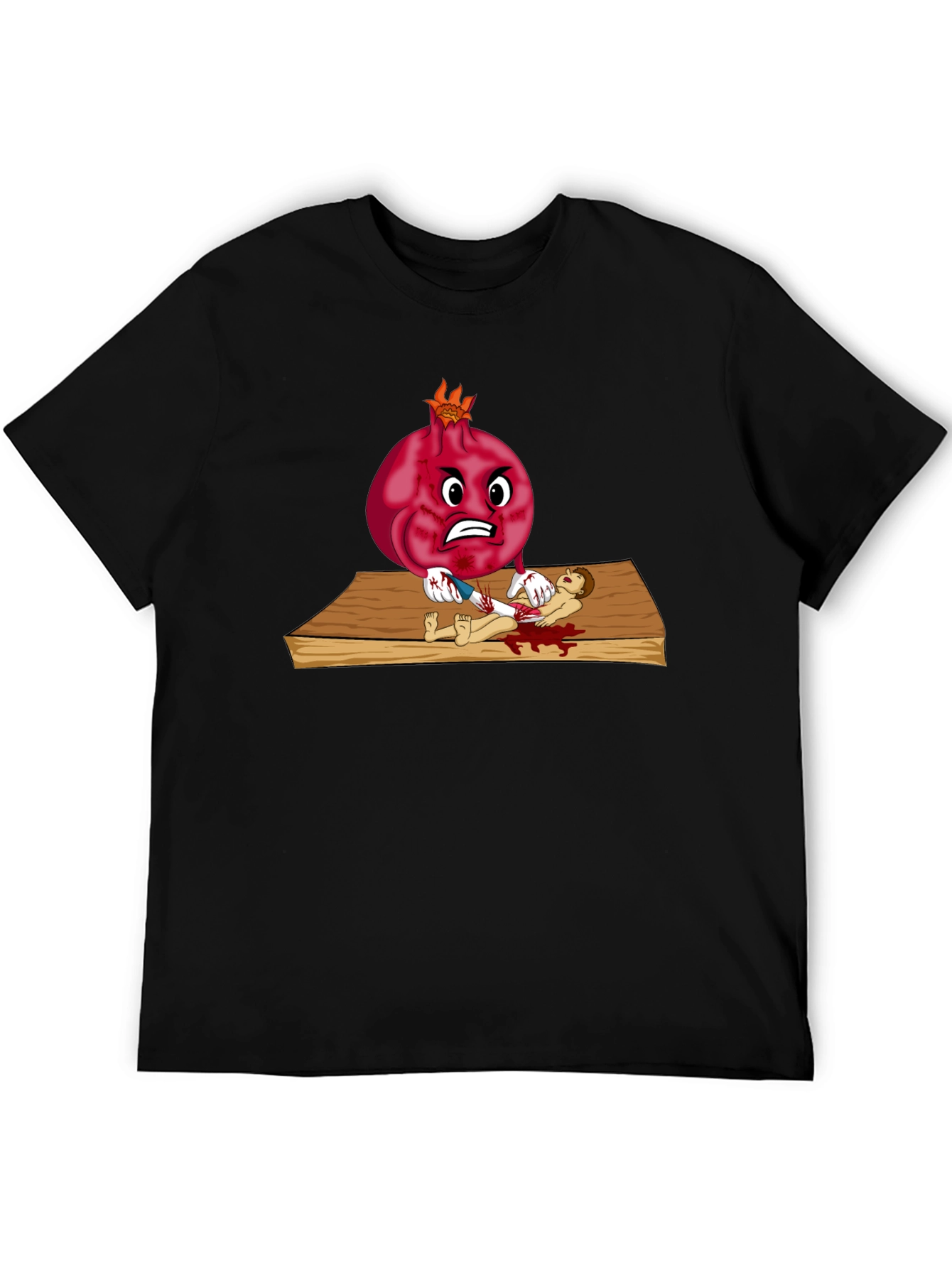 Black Pomegranate Cartoon T-Shirt view 5