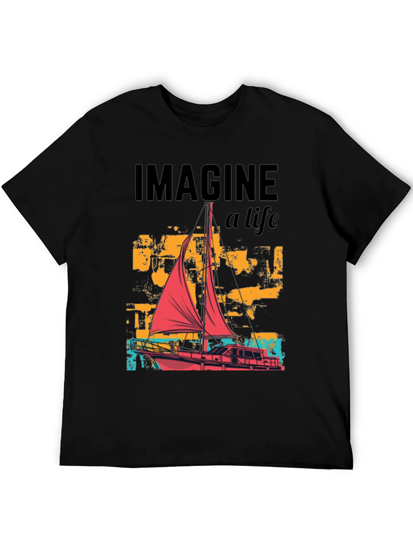 Black Imagine A Life Boat Graphic Tee view 5