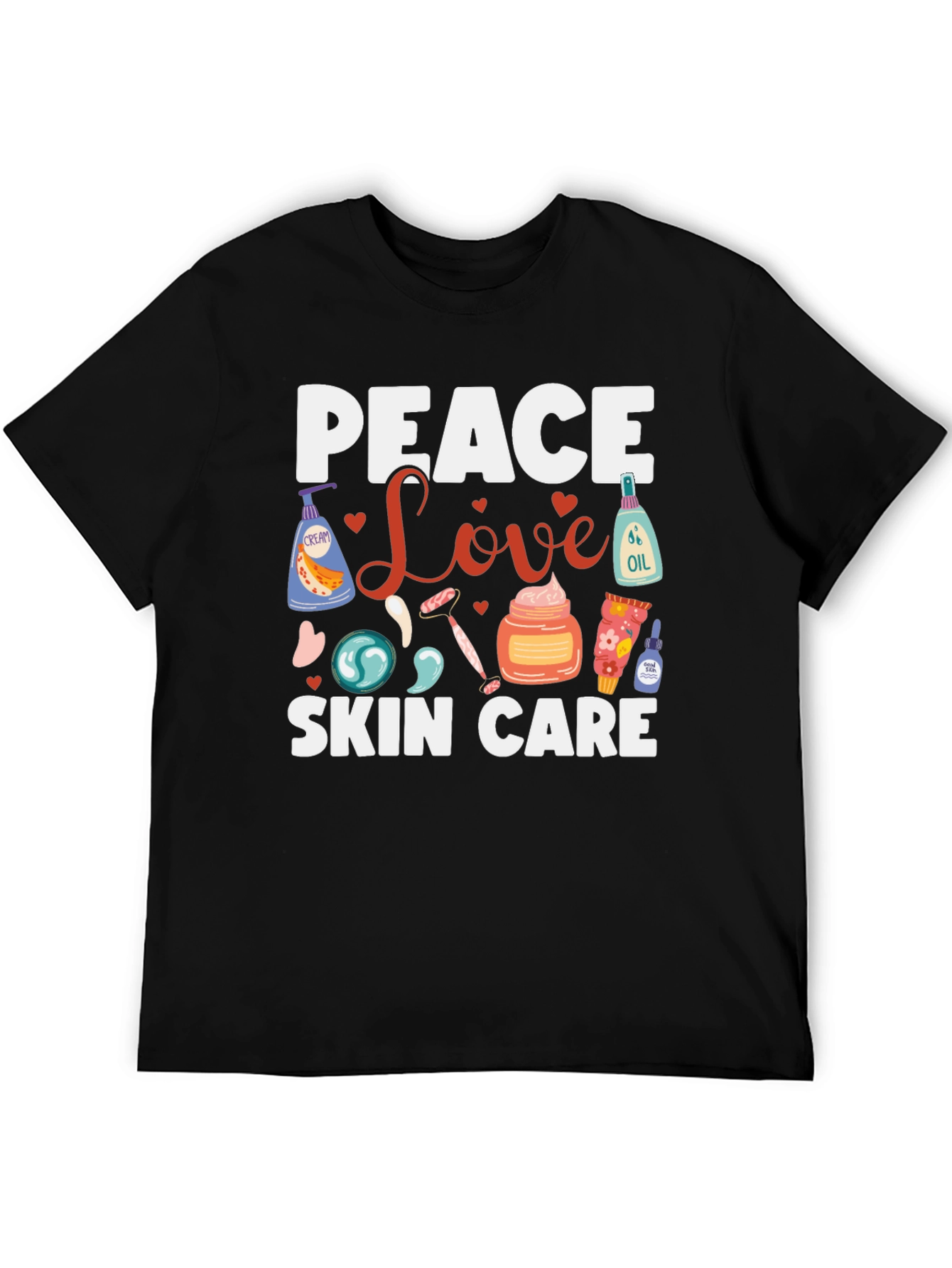 Black Peace Love Skin Care T-Shirt view 5