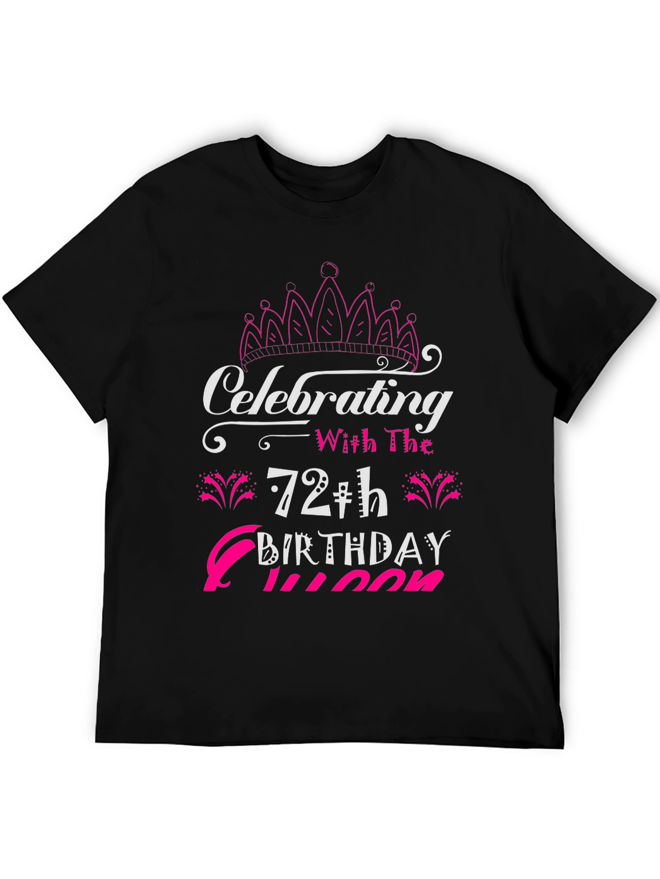 Black 72th Birthday Queen T-Shirt view 5