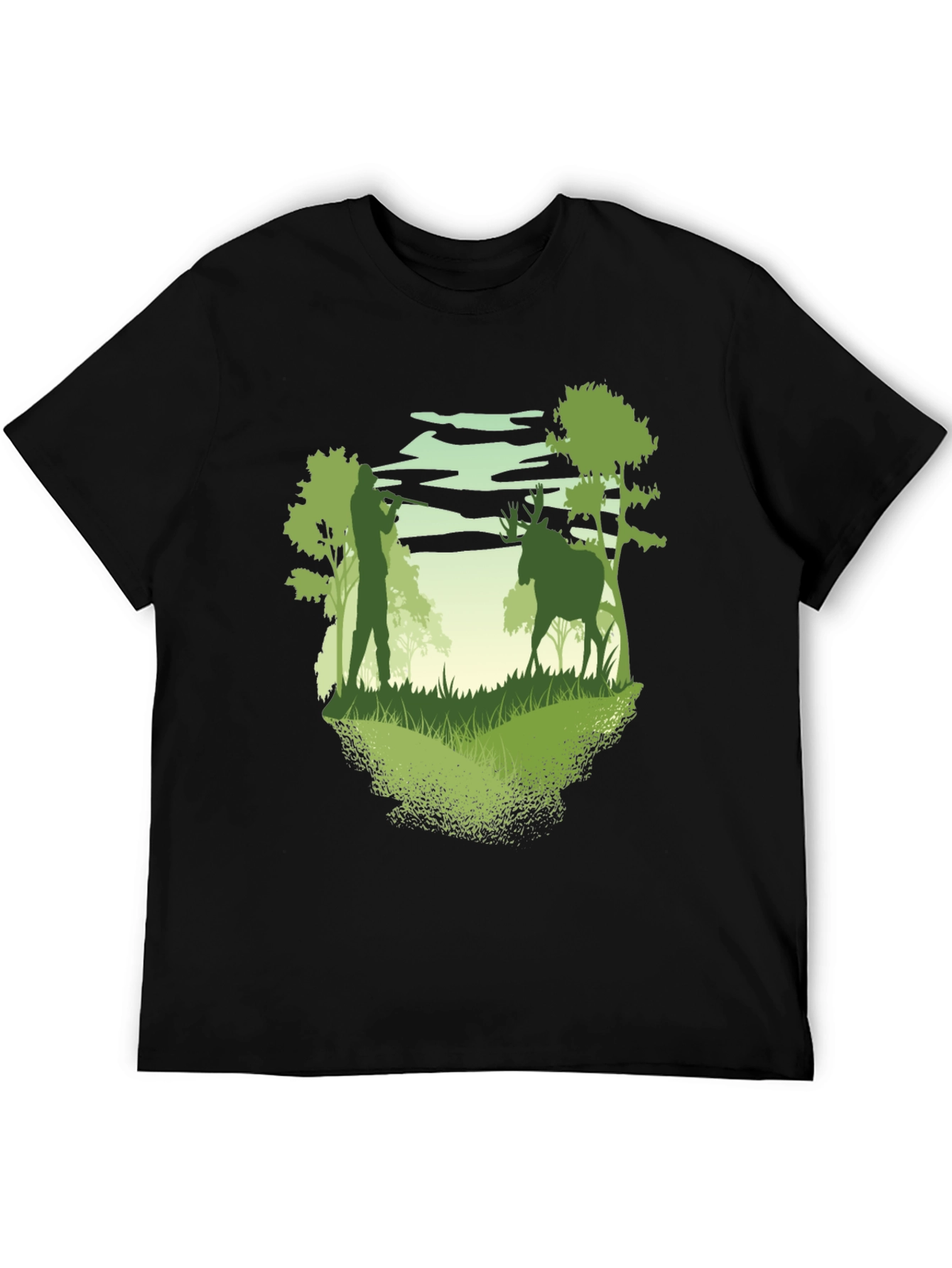 Black Hunter & Deer Graphic Tee - Nature Lover's T-Shirt view 5
