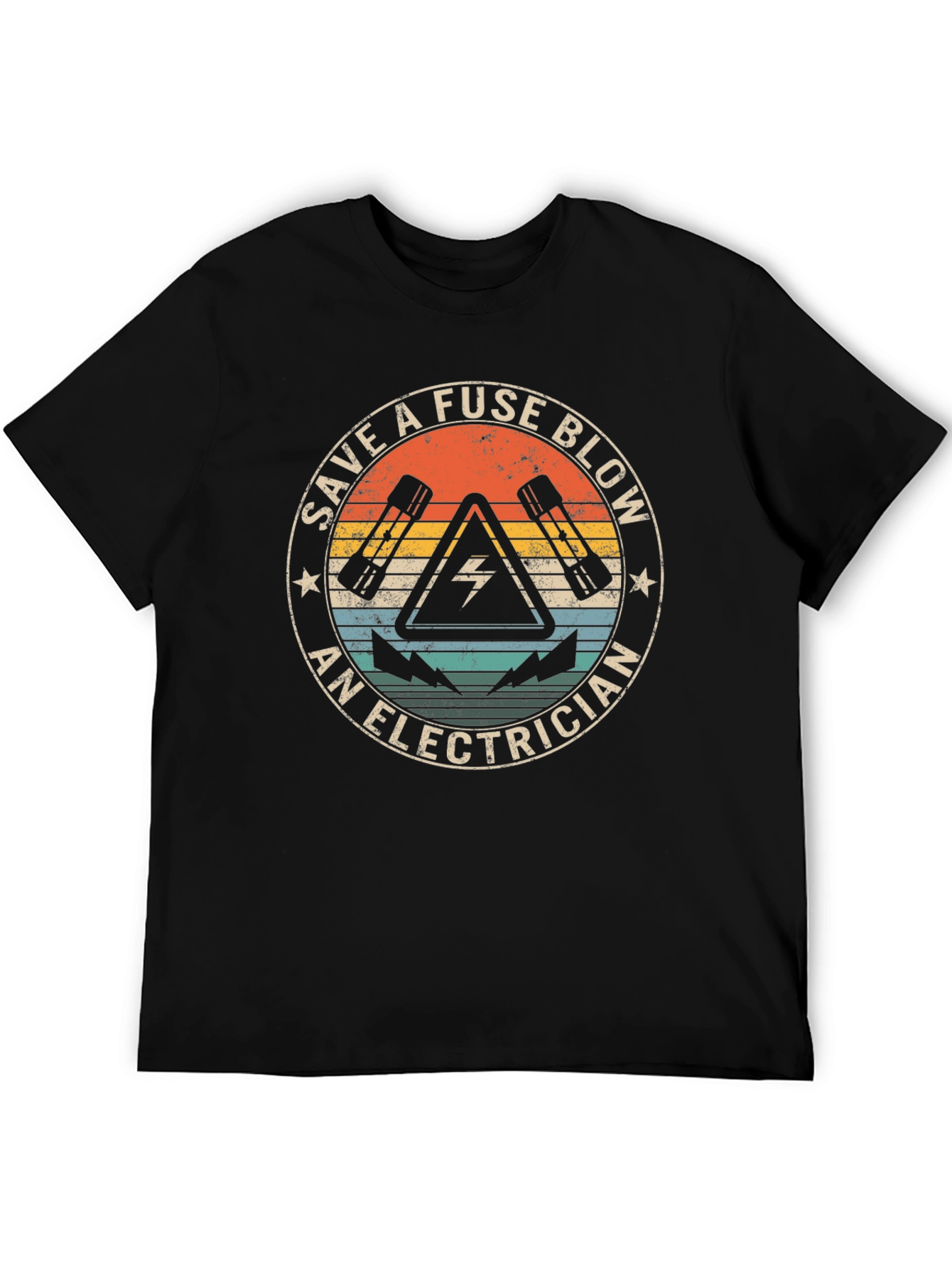 Black Electrician Fuse Blow T-Shirt view 5