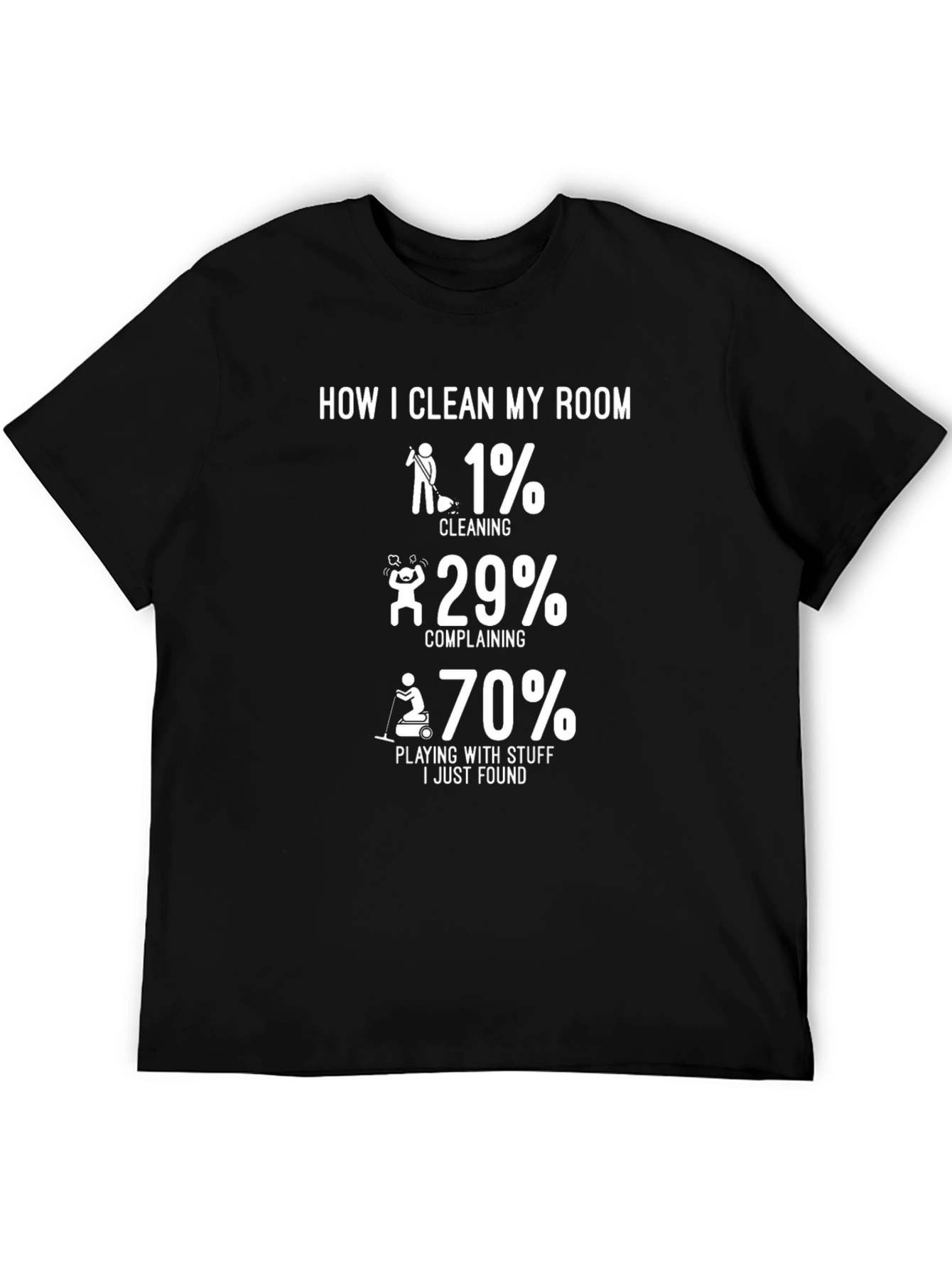 Black Humorous "How I Clean My Room" Graphic Tee view 5