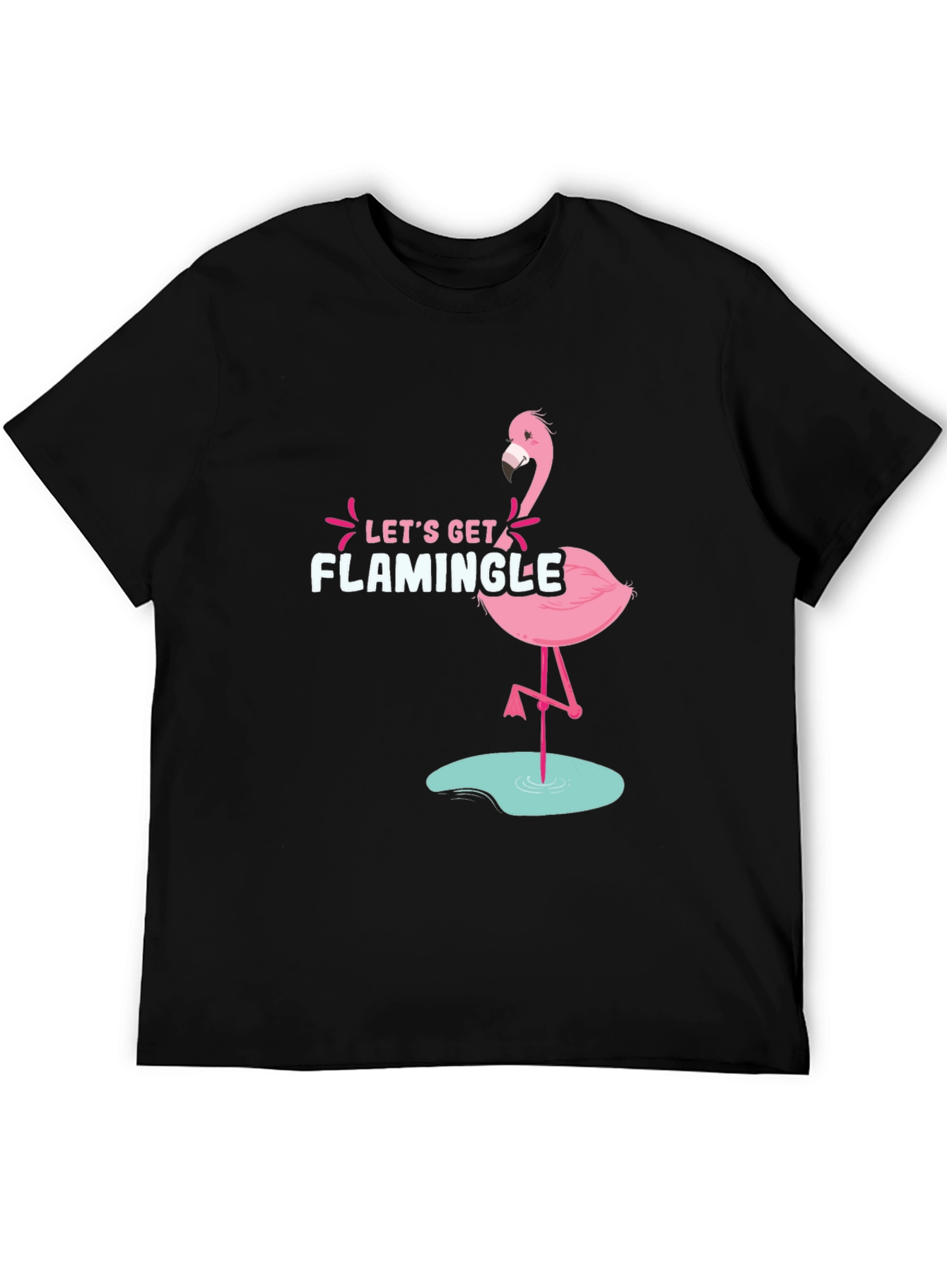 Black Let's Get Flamingle Black Graphic Tee view 5