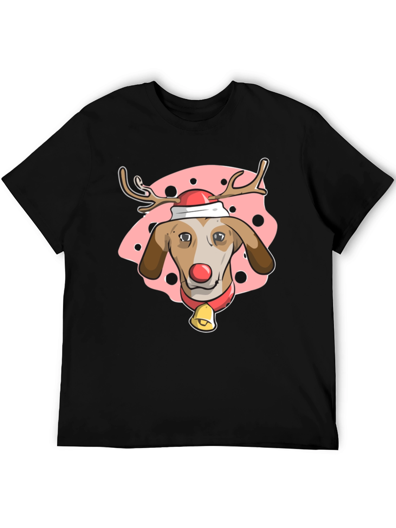 Black Festive Dog Reindeer T-Shirt - Holiday Cheer! view 5