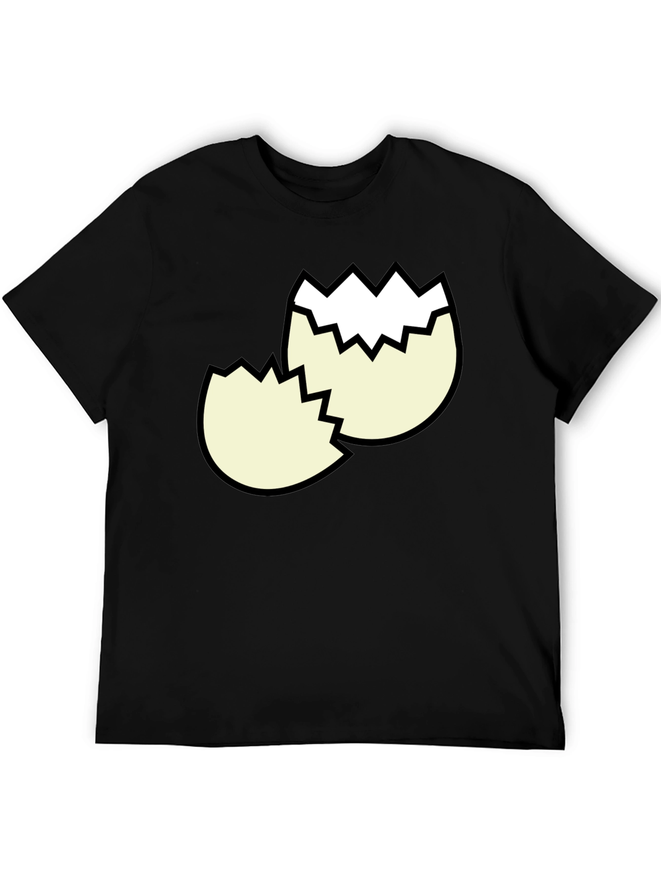 Black Cracked Egg Graphic Tee - Funny Broken Eggshell Design view 5
