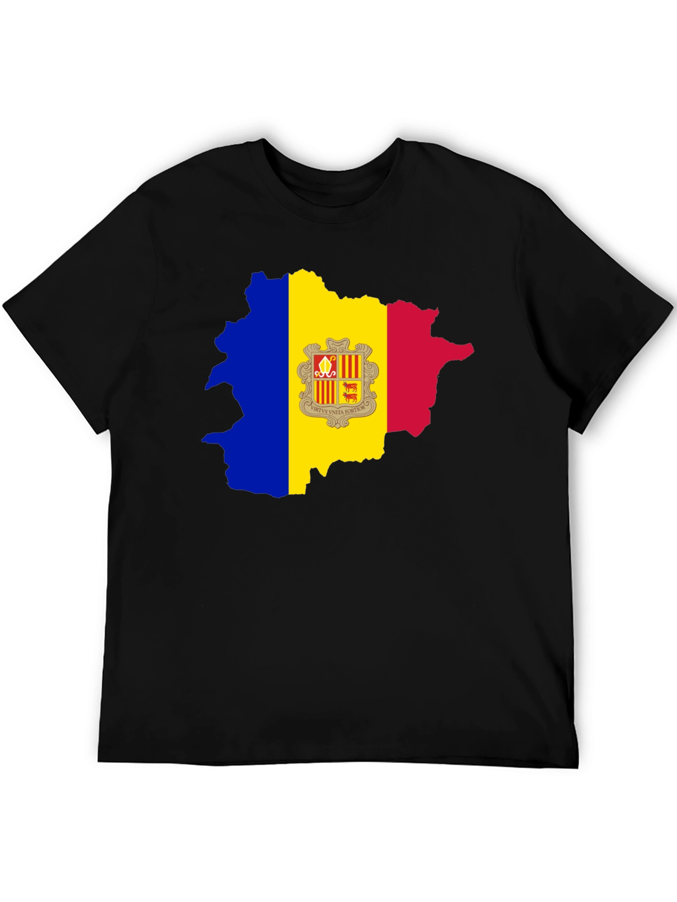 Black Andorra Flag Map Graphic Tee - Black Cotton Blend view 5
