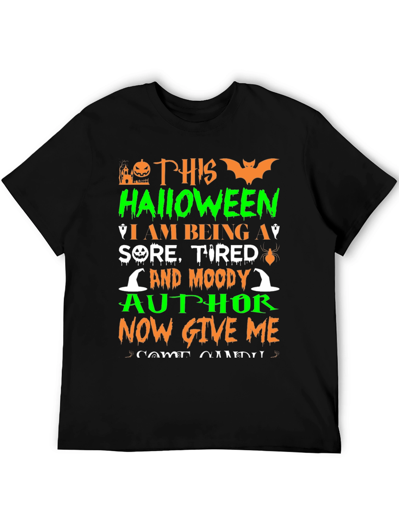 Black Funny Halloween Author T-Shirt view 5