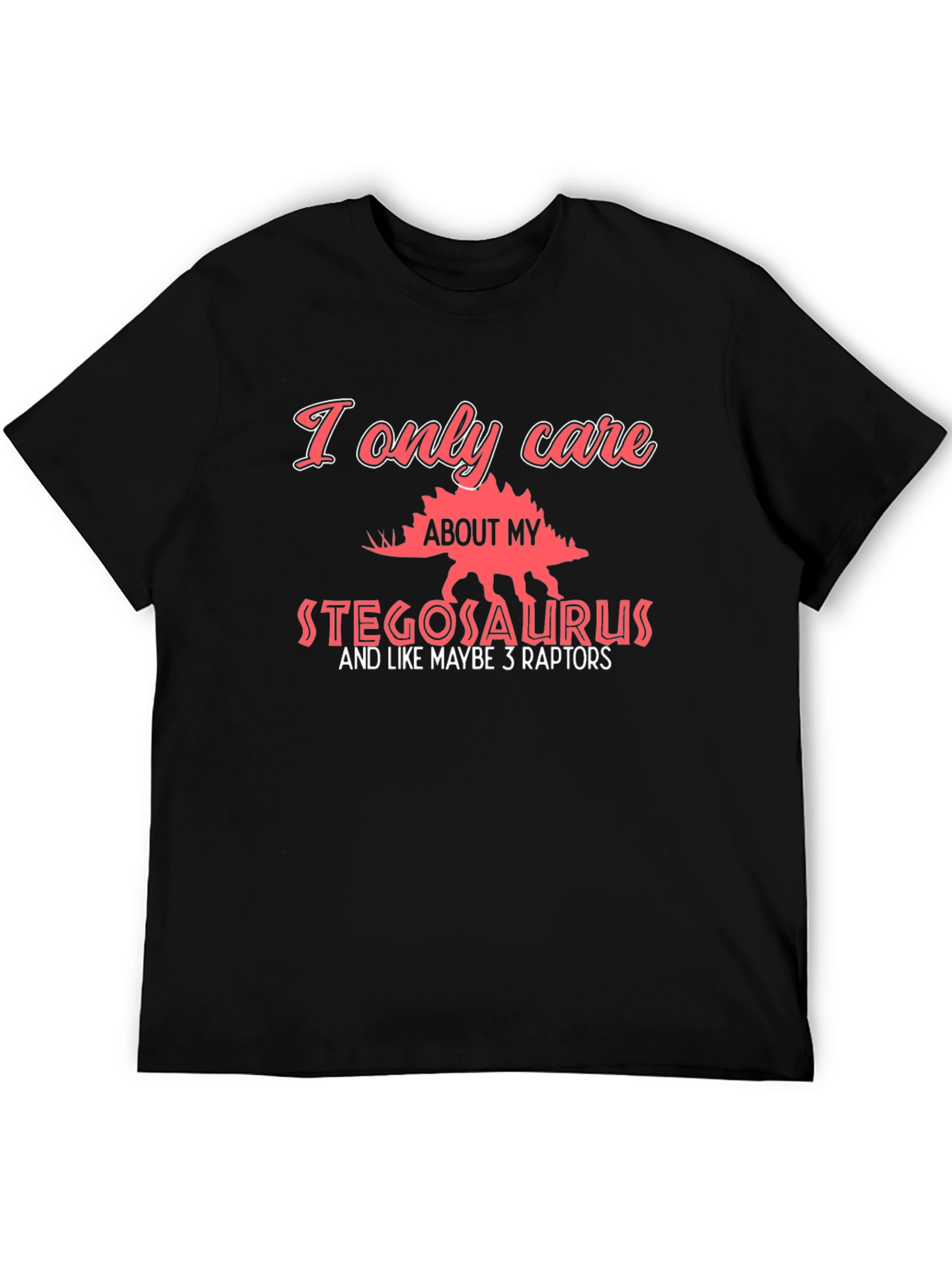 Black Stegosaurus Lover T-Shirt - Dinosaur Fan Tee view 5