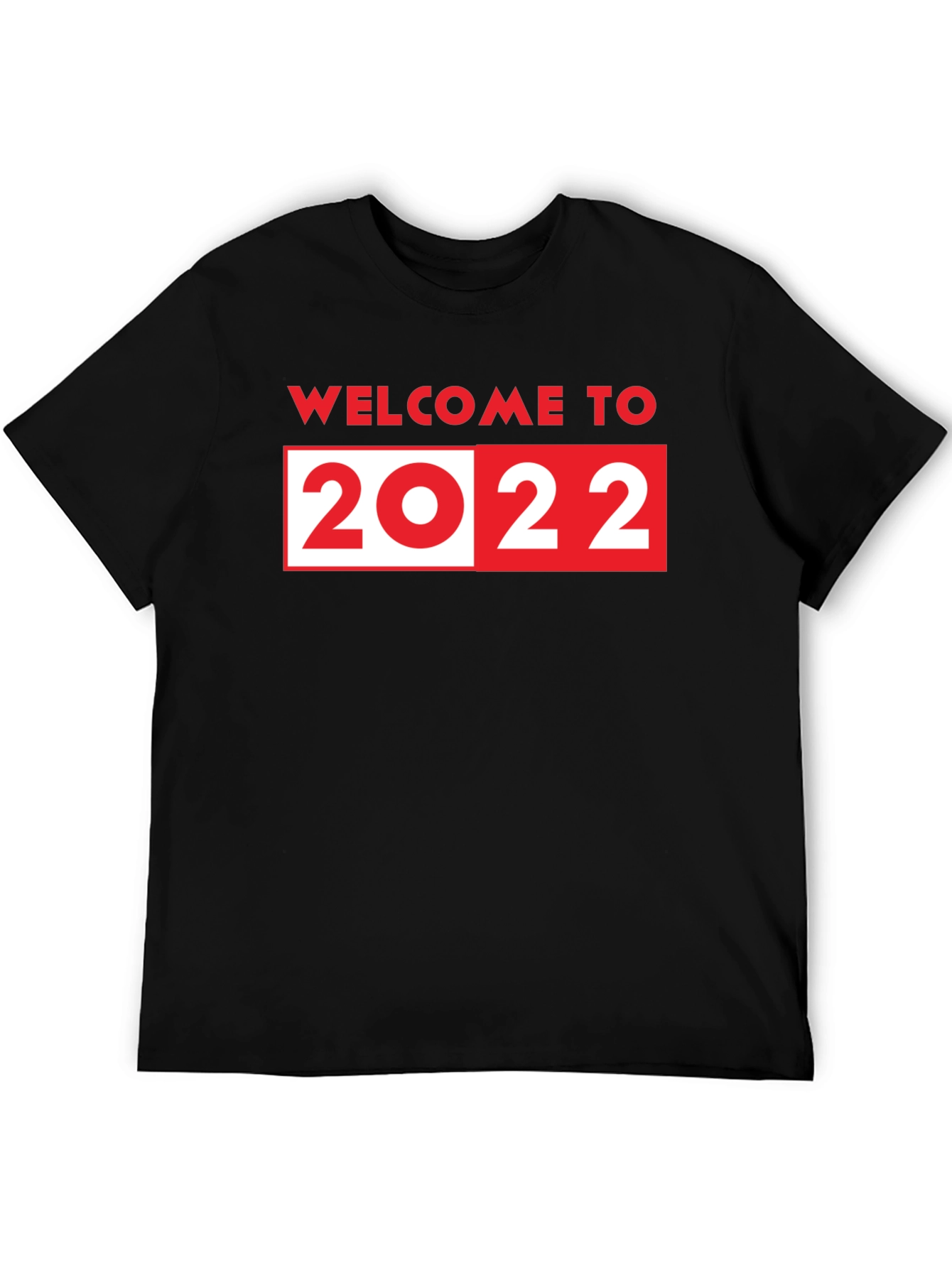 Black Welcome to 2022 T-Shirt - Black Crew Neck view 5