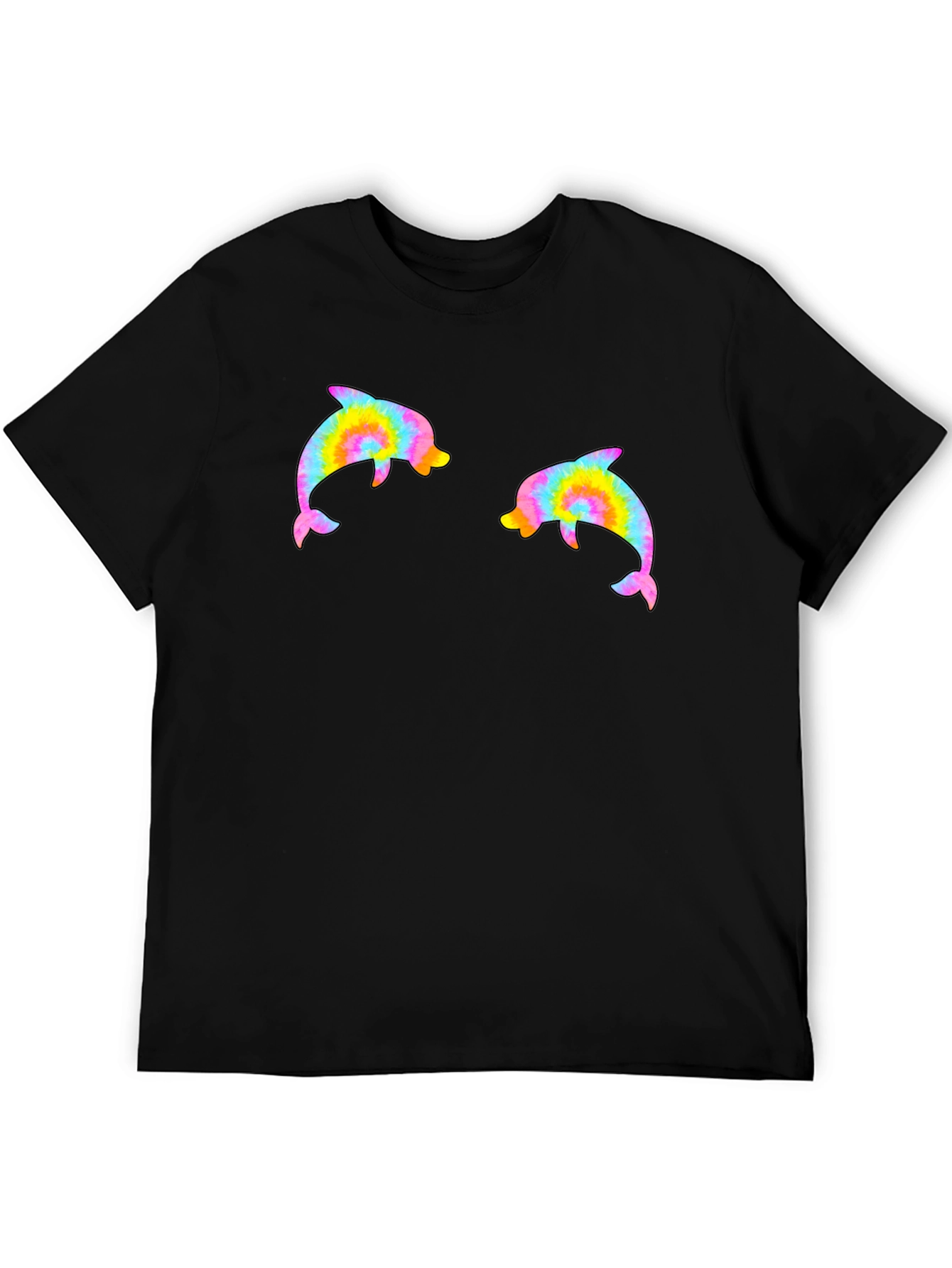 Black Tie Dye Dolphin Graphic Tee - Casual Cool Comfort view 5