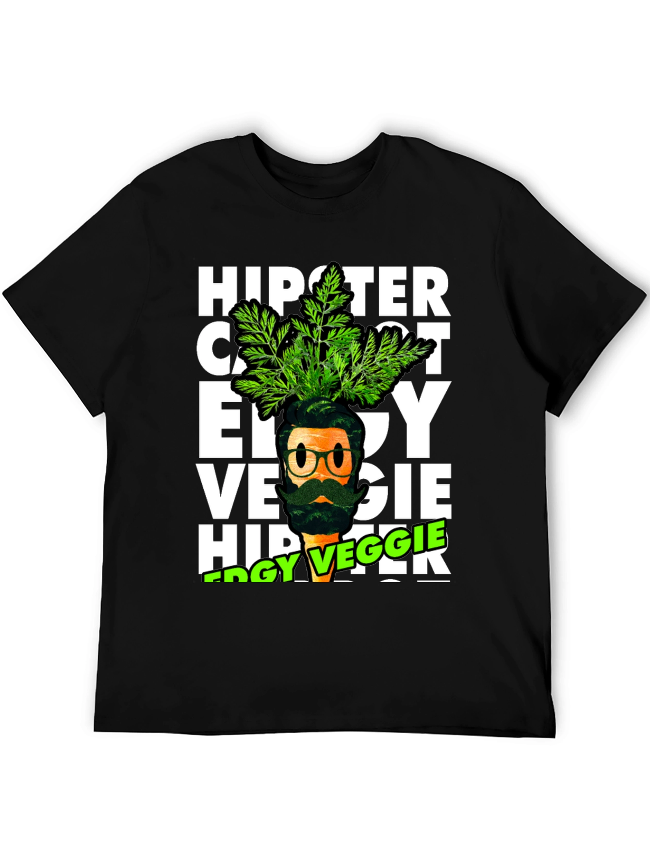Black Edgy Veggie Hipster T-Shirt view 5