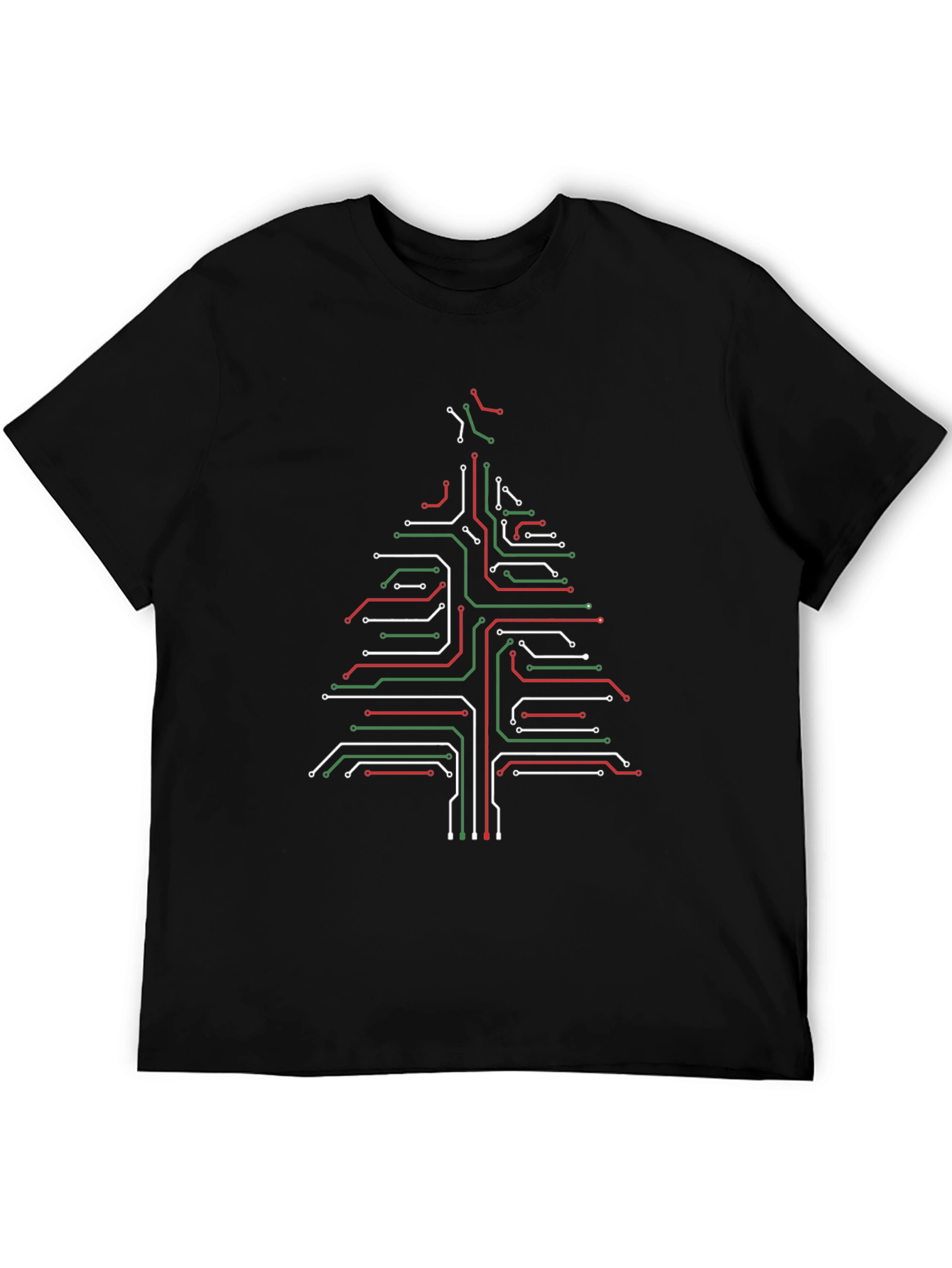 Black Circuit Board Christmas Tree Graphic Tee view 5