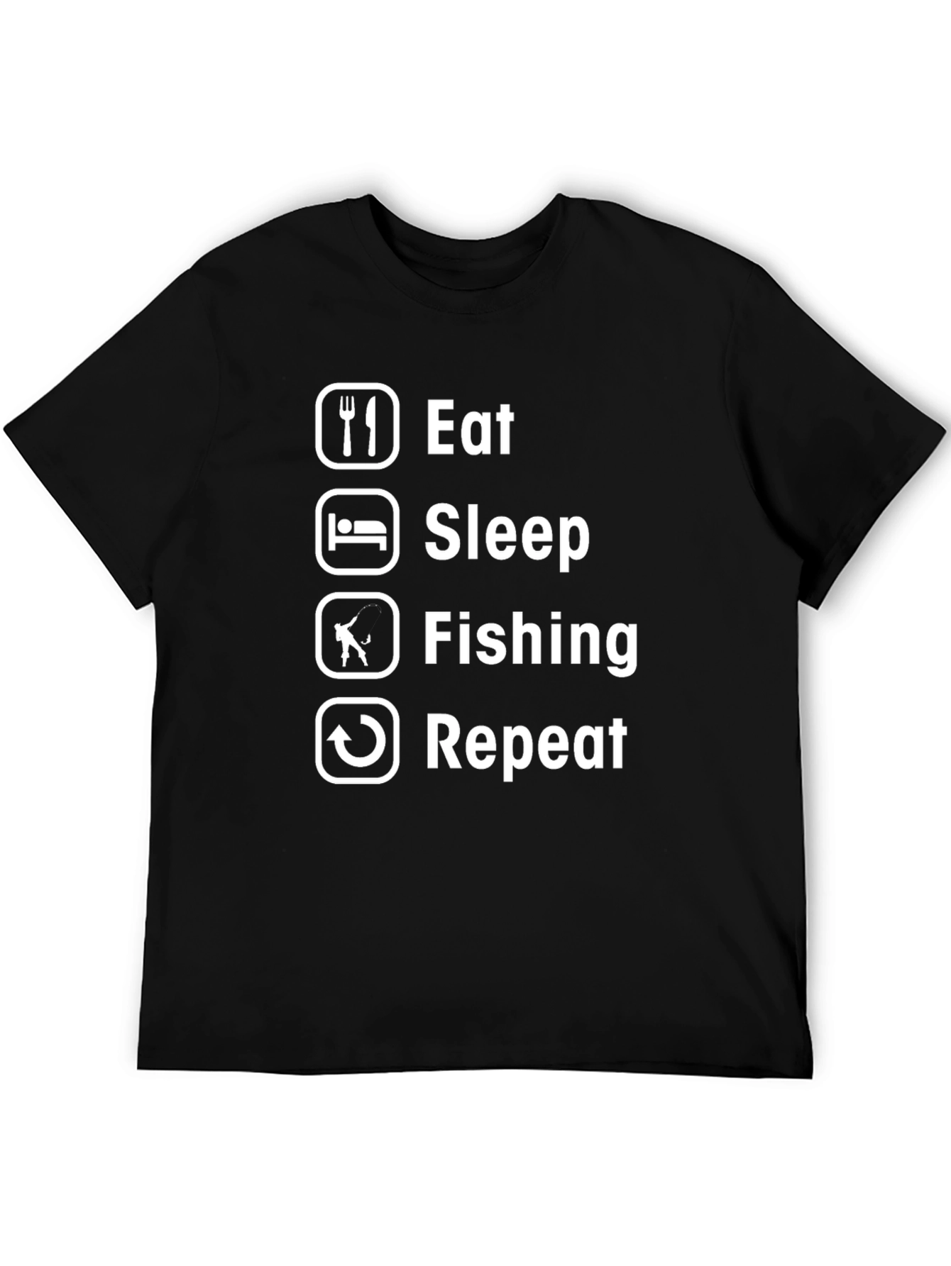 Black Eat Sleep Fishing Repeat Graphic Tee view 5