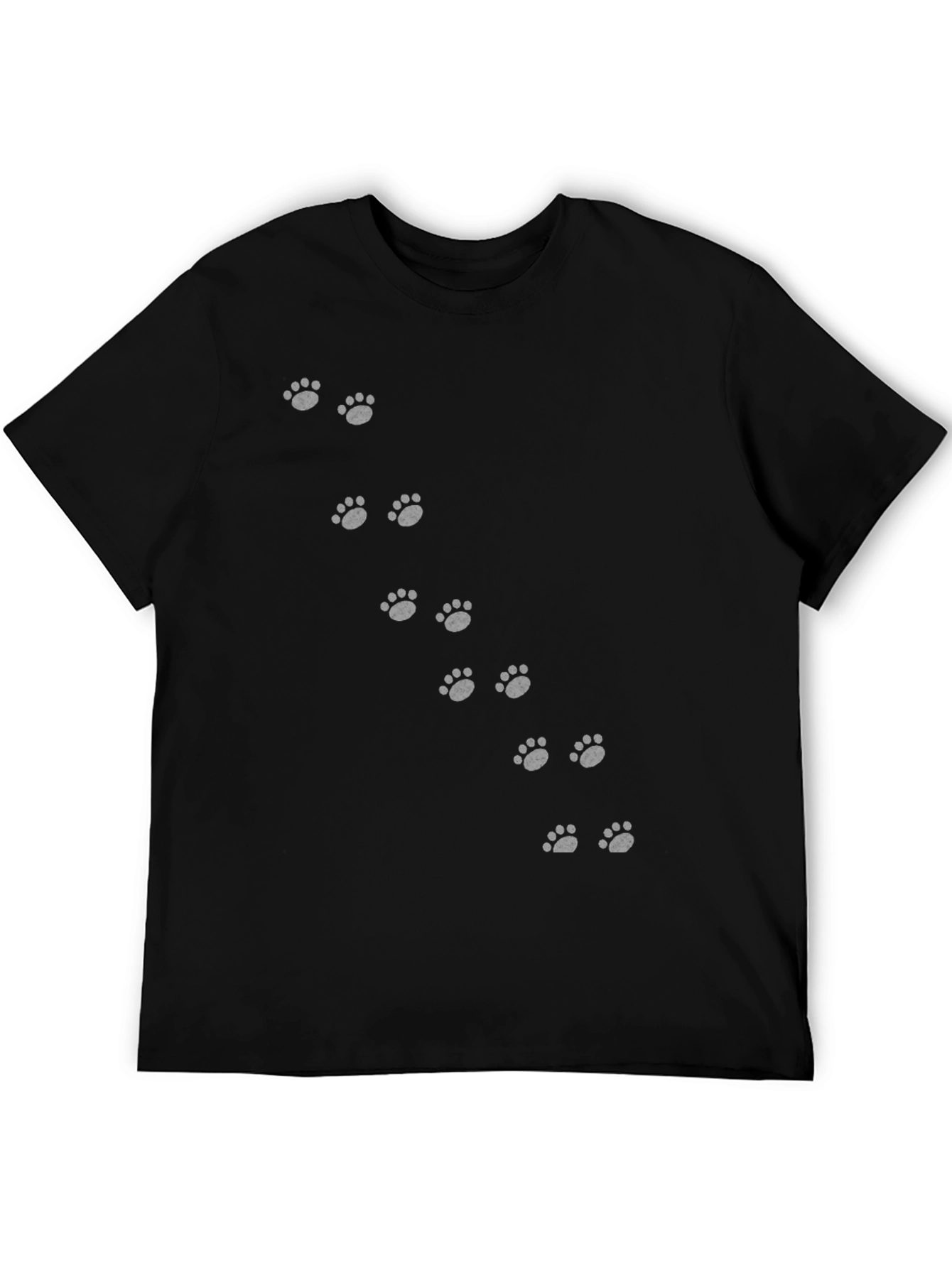 Black Paw Print Crew Neck T-Shirt - 5