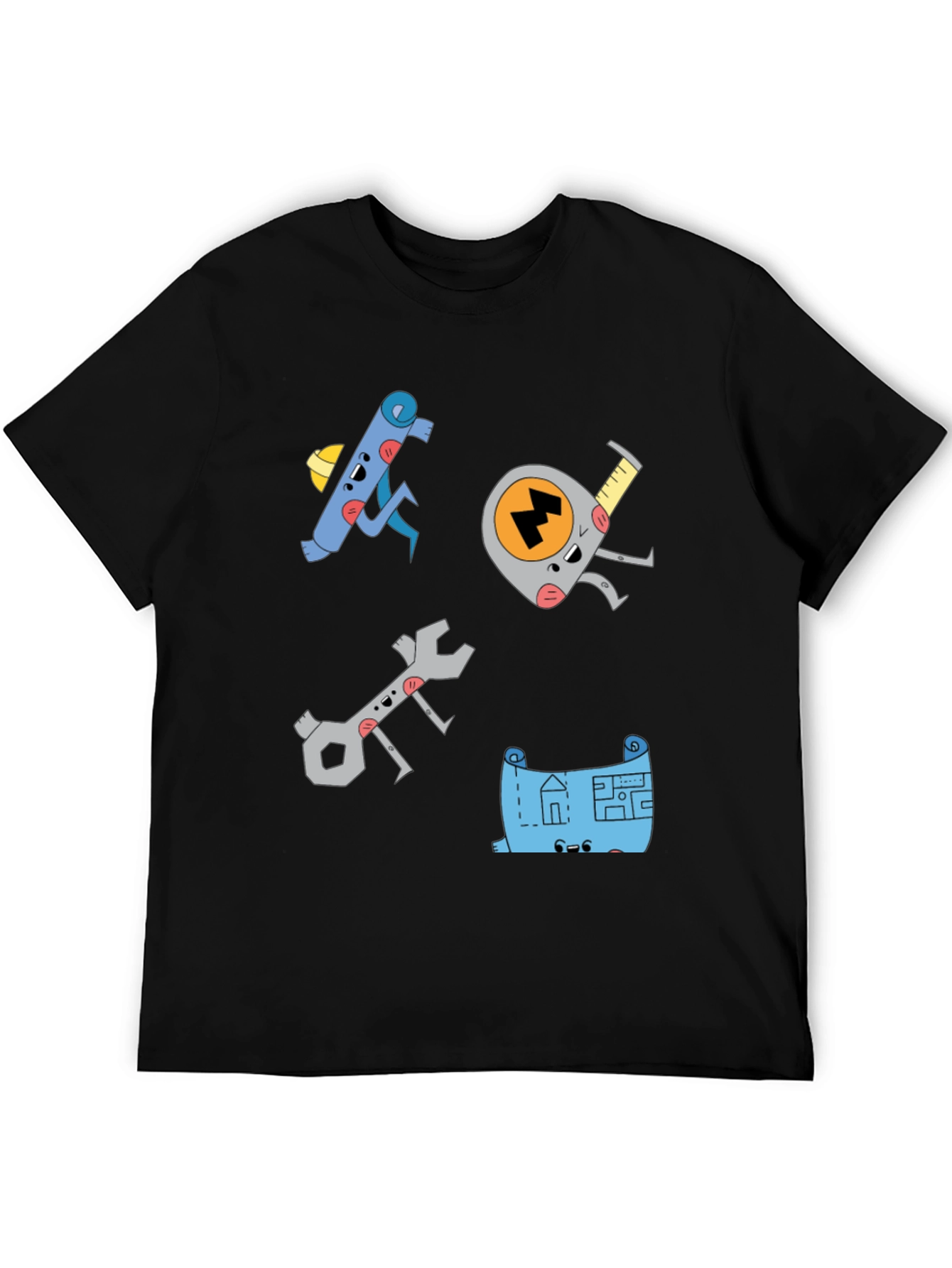 Black Cartoon Tool Graphic Black T-Shirt view 5