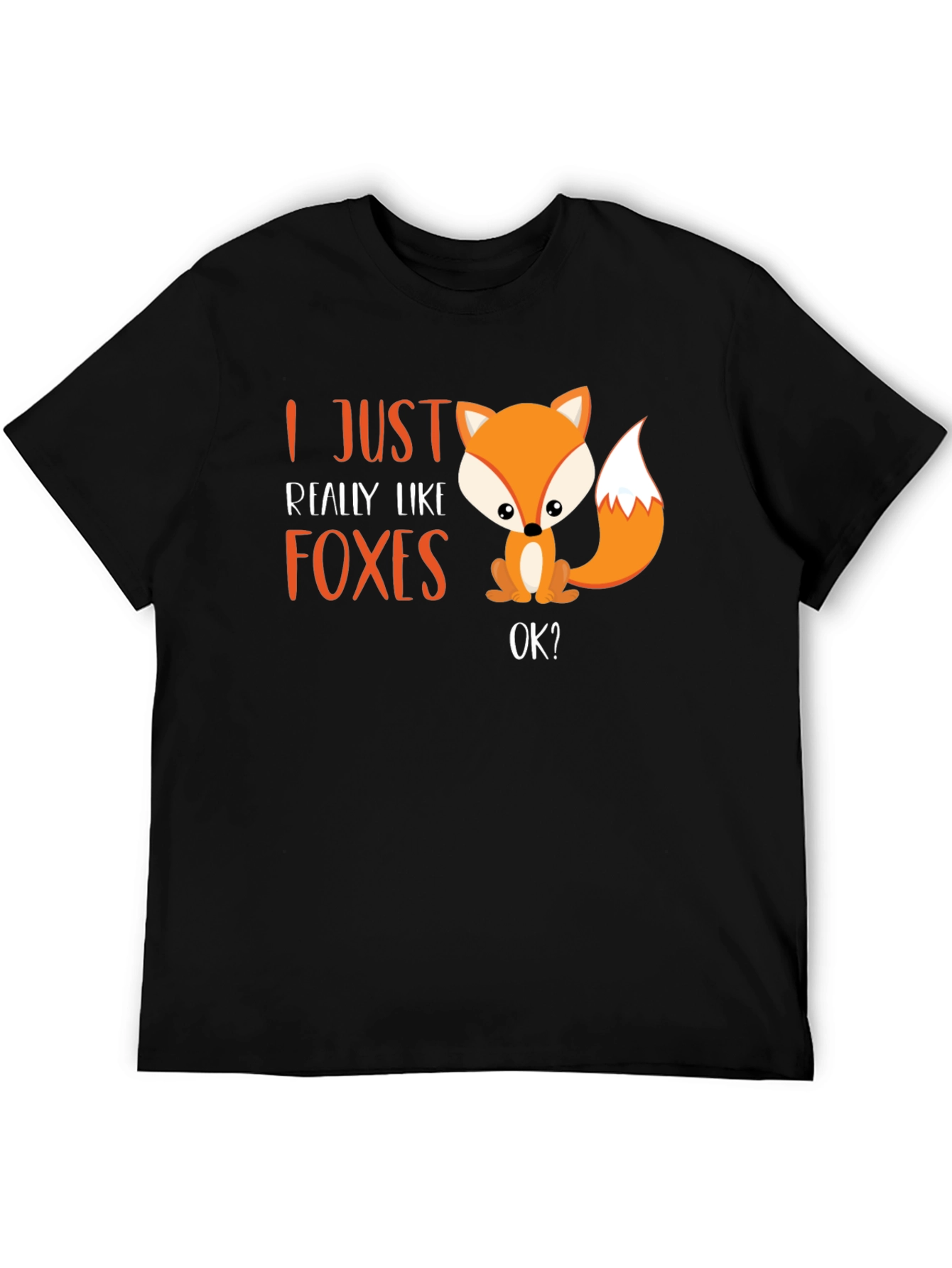 Black Cute Fox Graphic T-Shirt - I Just Really Like Foxes view 5