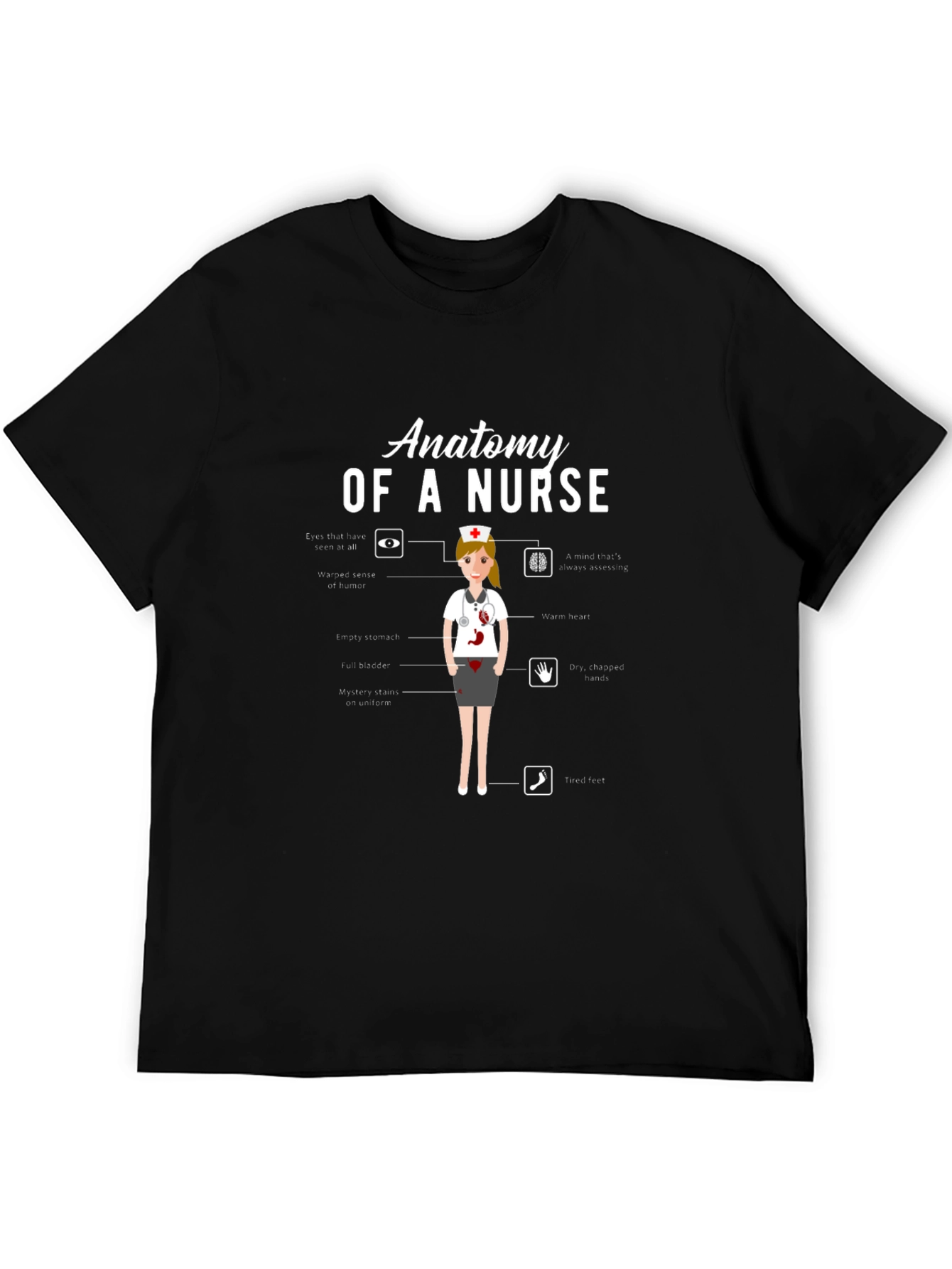 Black Anatomy of a Nurse T-Shirt Funny Nursing Gift view 5
