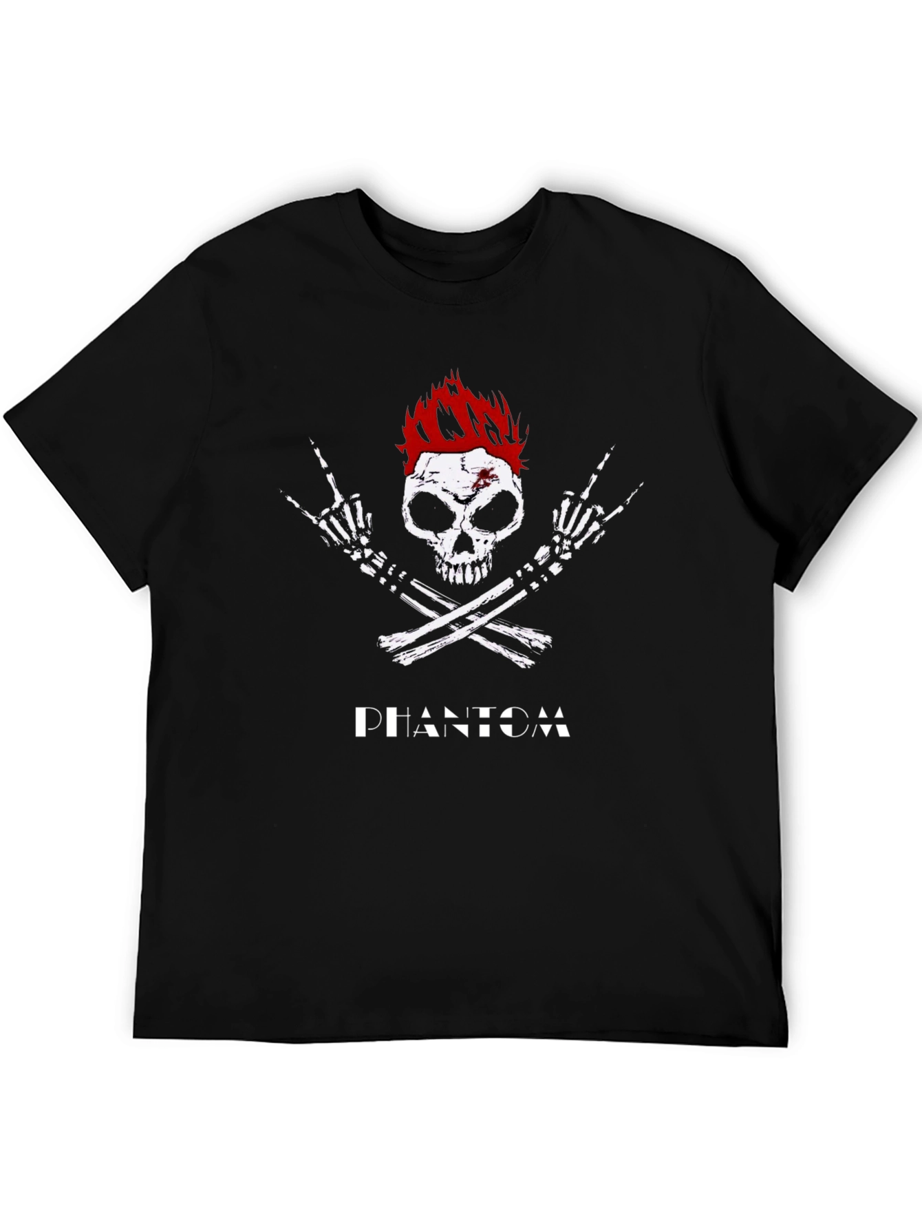 Black Phantom Skull Rocker Tee - Black Graphic T-Shirt view 5