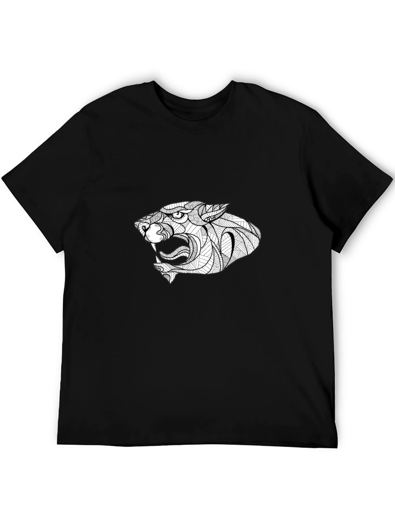 Black Black T-Shirt with Stylized Panther Graphic view 5