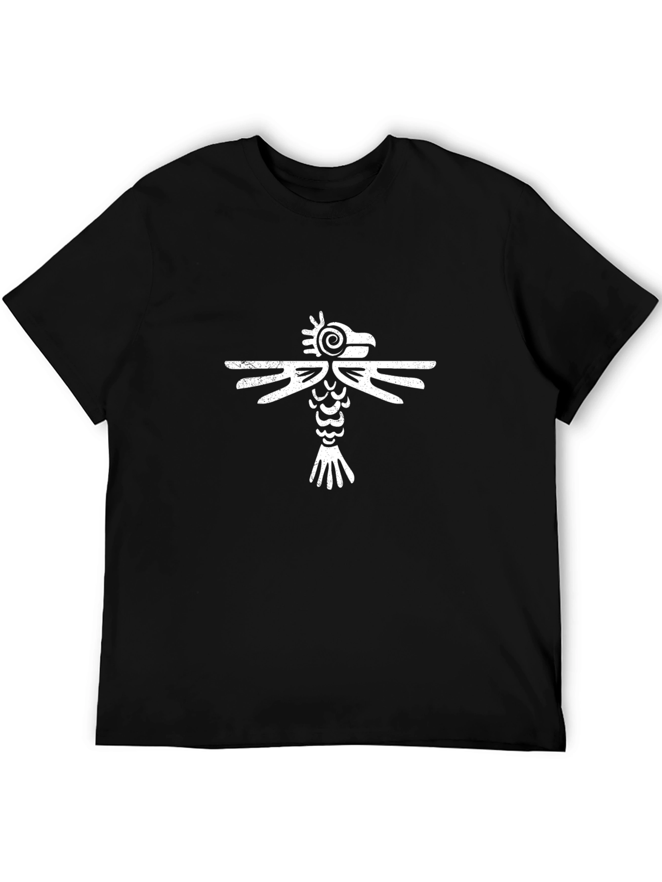 Black Tribal Bird Graphic Tee - Black view 5
