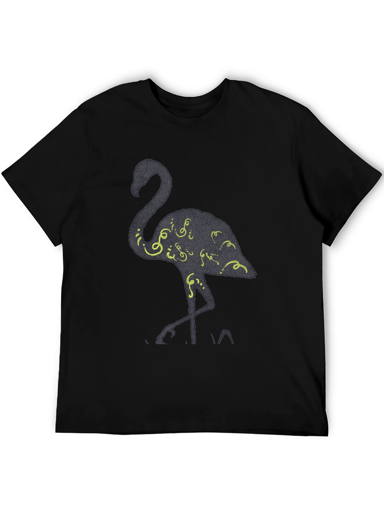 Black Flamingo Graphic Tee - Black Cotton Blend T-Shirt view 5