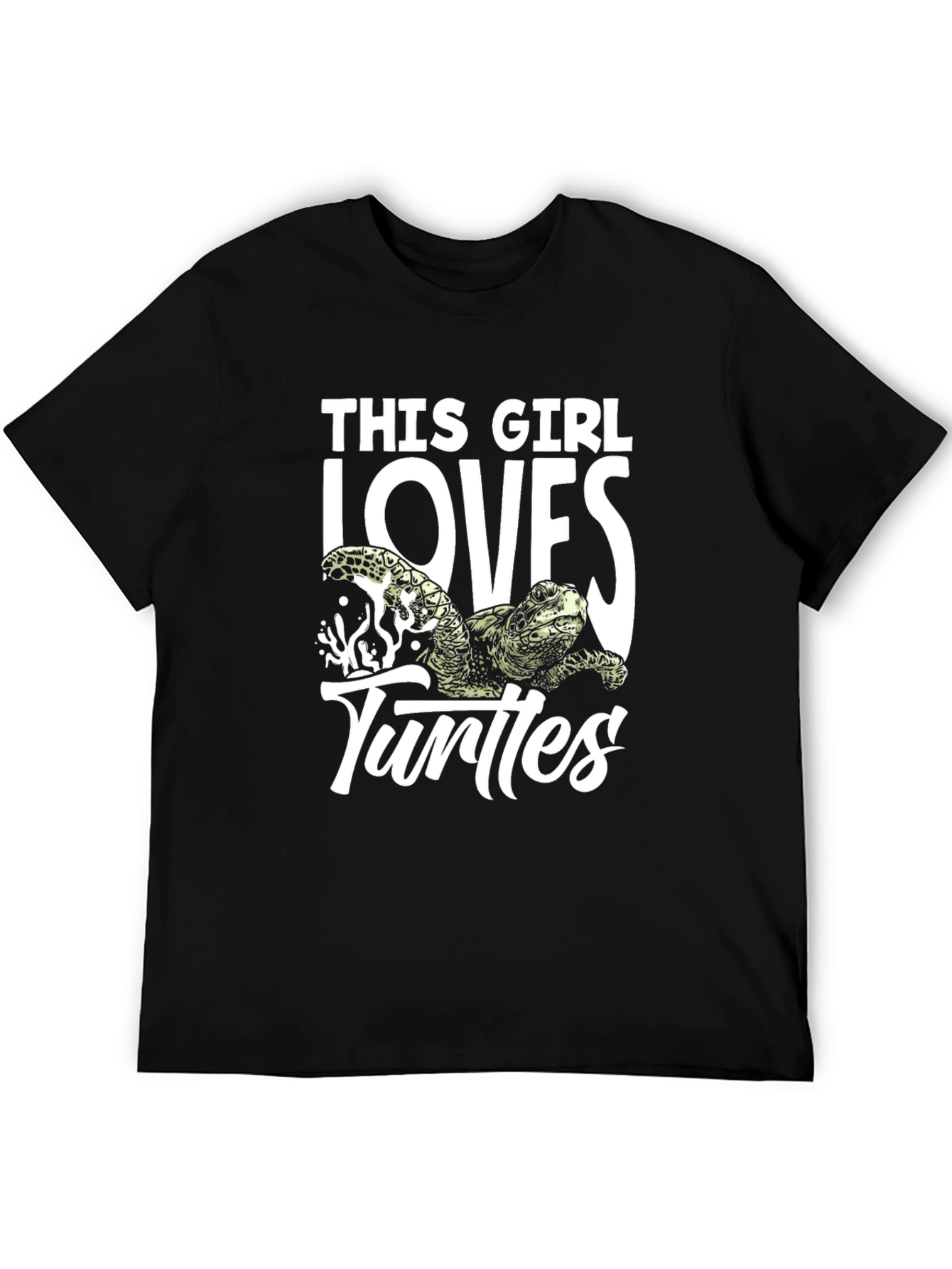Black This Girl Loves Turtles Black T-Shirt view 5