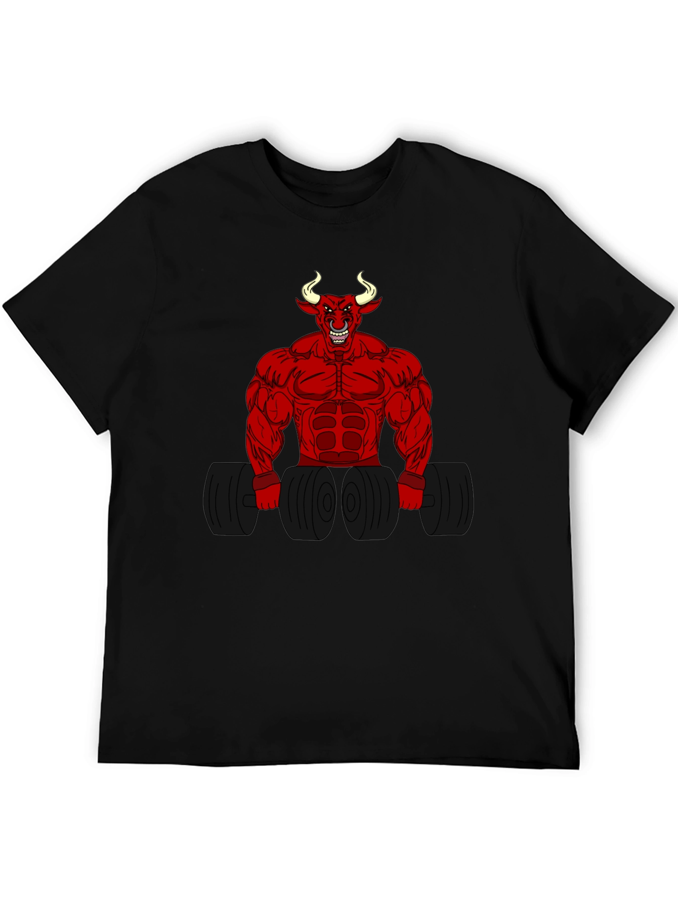 Black Red Devil Bull Gym T-Shirt view 5