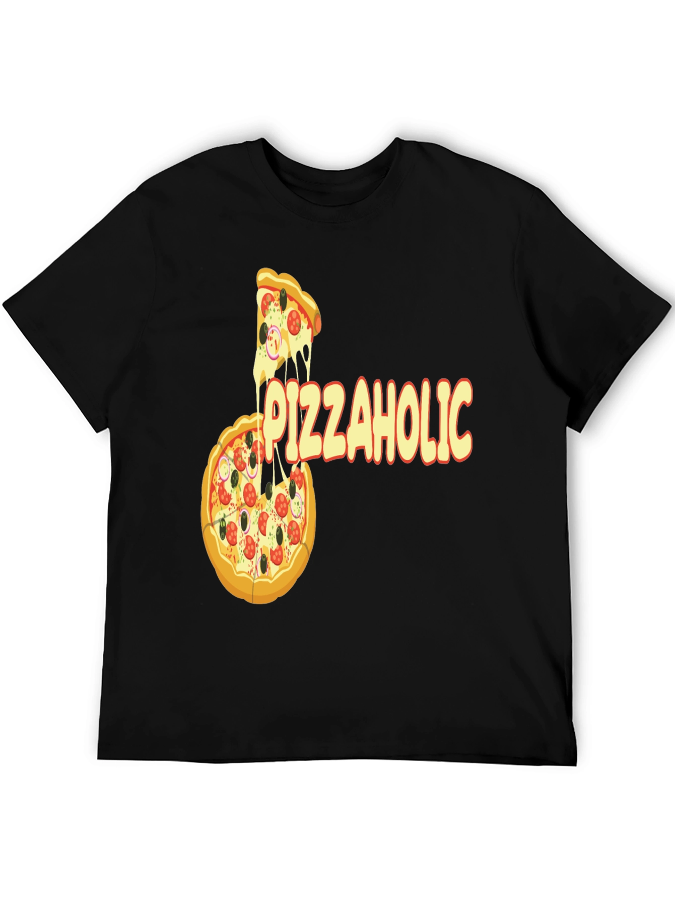 Black Pizza Lover T-Shirt - Funny Pizzaholic Graphic Tee view 5