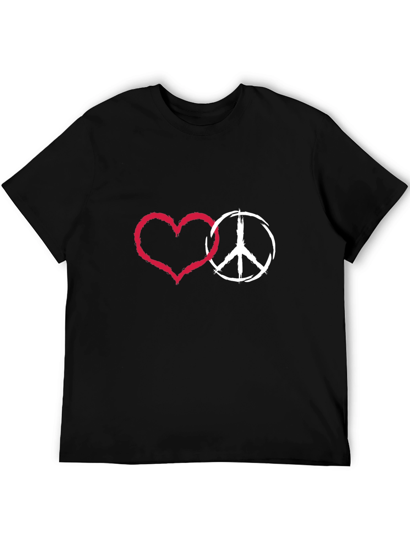 Black Peace & Love Graphic T-Shirt - Stylish Black Tee view 5