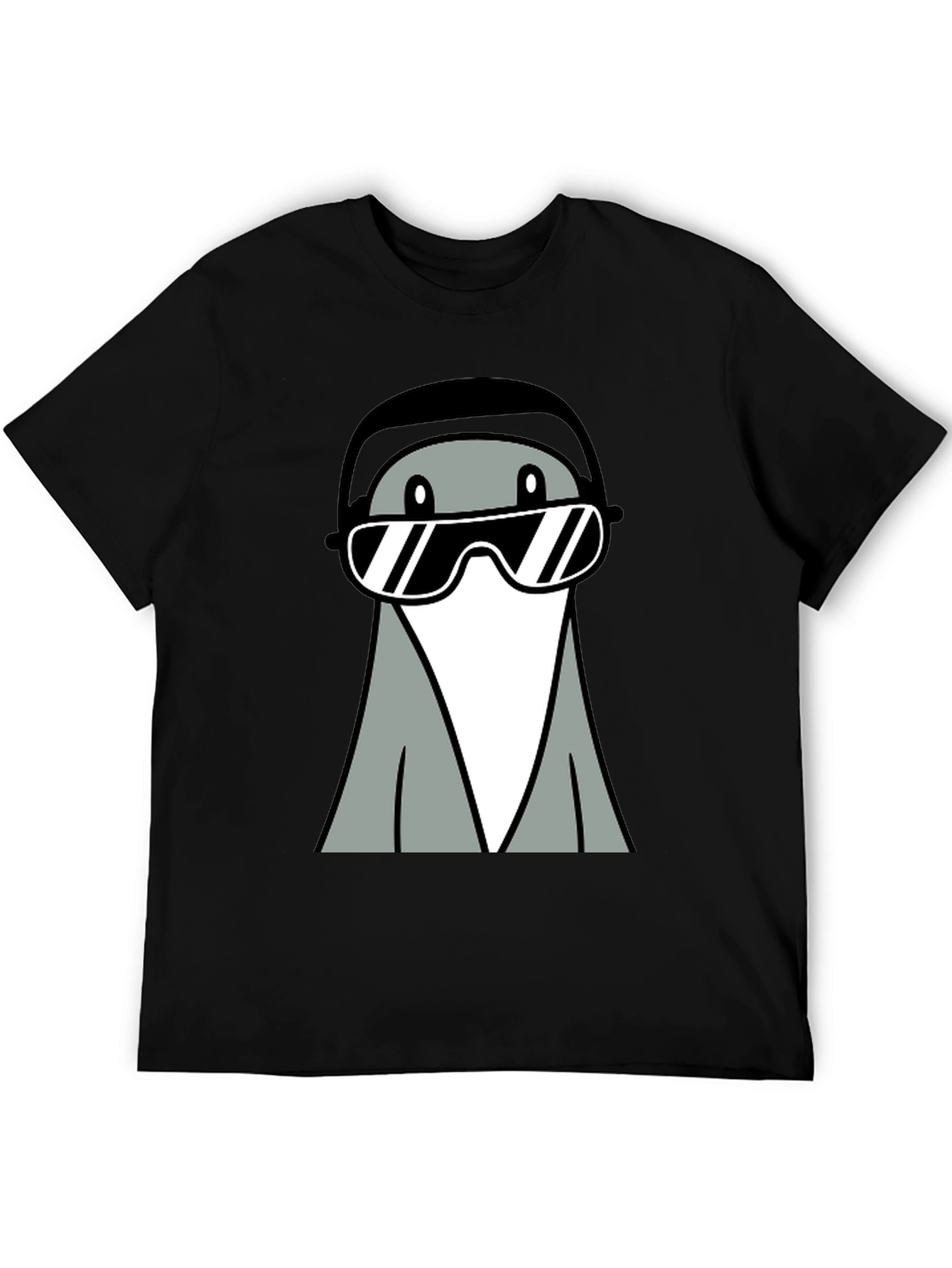 Black Cool Gray Cartoon Character Tee view 5