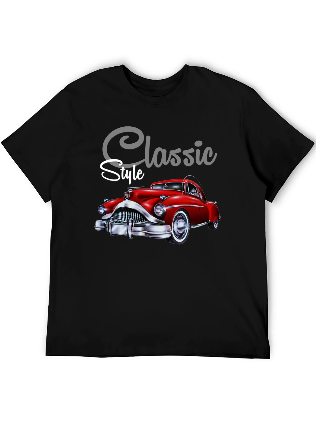 Black Classic Style Car Graphic Tee - Soft Cotton Blend view 5