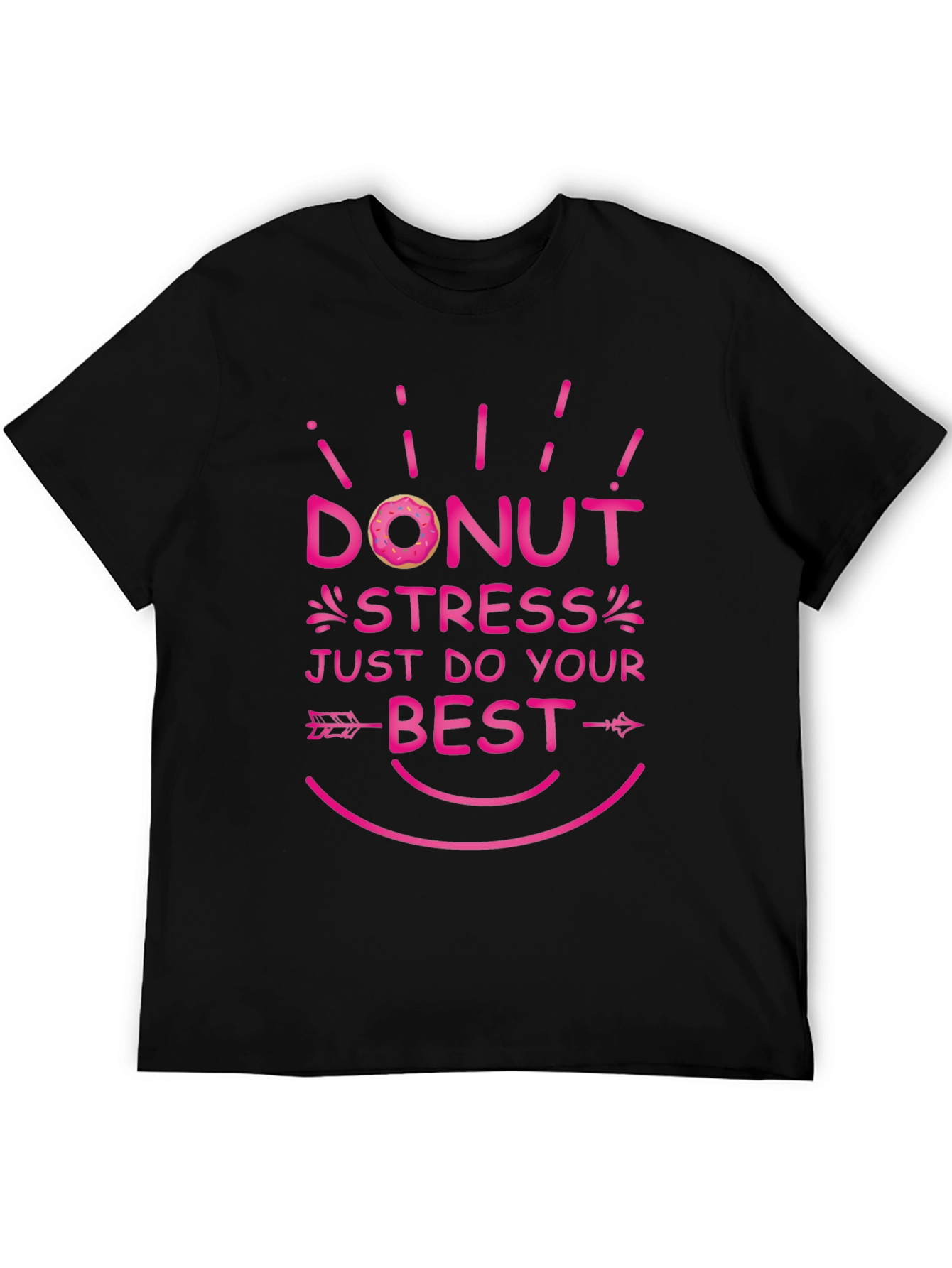 Black Donut Stress Tee - Just Do Your Best Black T-Shirt view 5