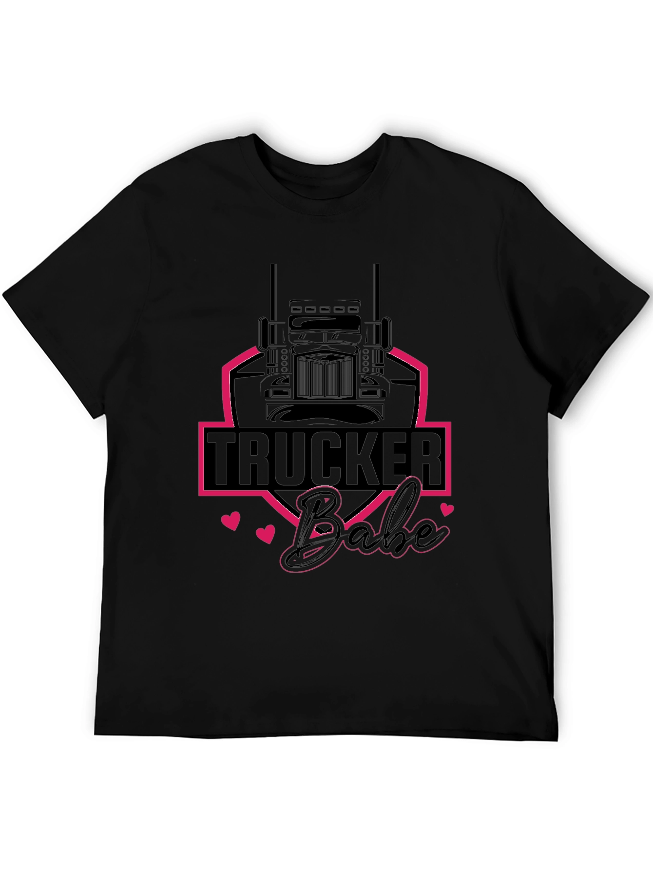 Black Trucker Babe Graphic Tee - Black view 5