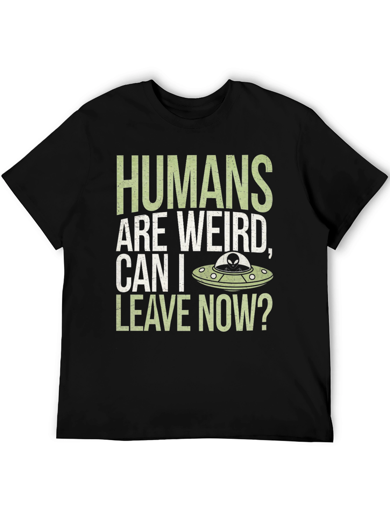 Black Humans Are Weird T-Shirt - Alien UFO Graphic Tee view 5