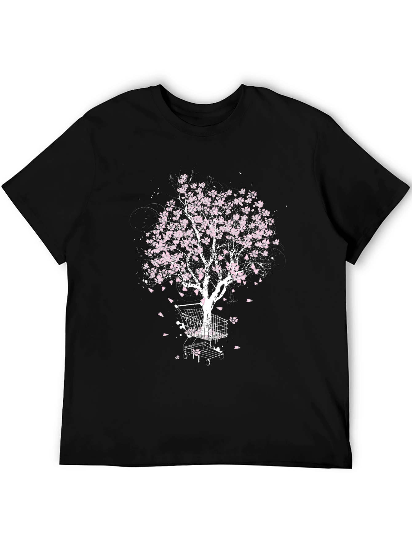 Black Cherry Blossom Shopping Cart Tree Graphic Tee view 5