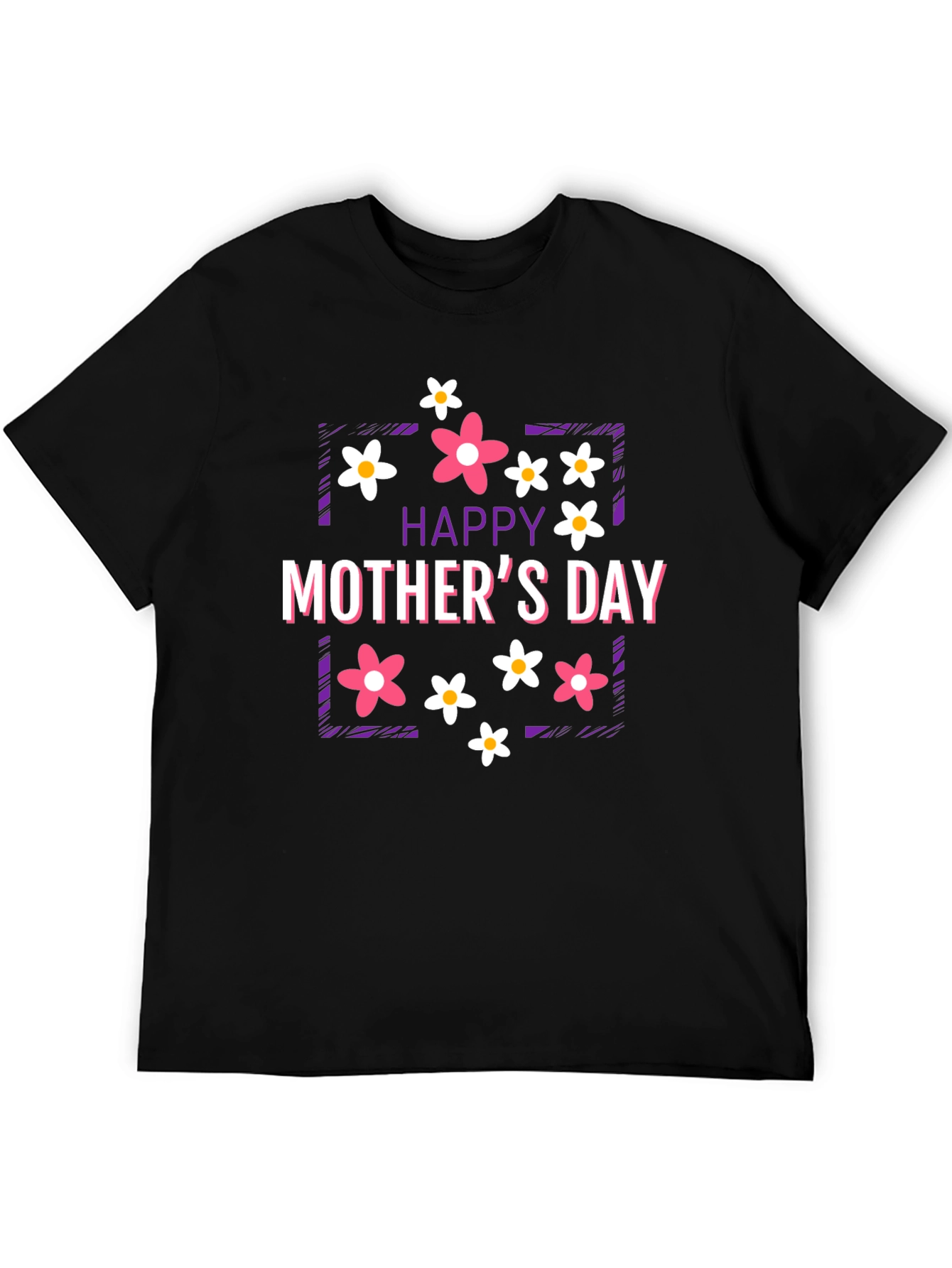 Black Happy Mother's Day Floral Graphic T-Shirt view 5
