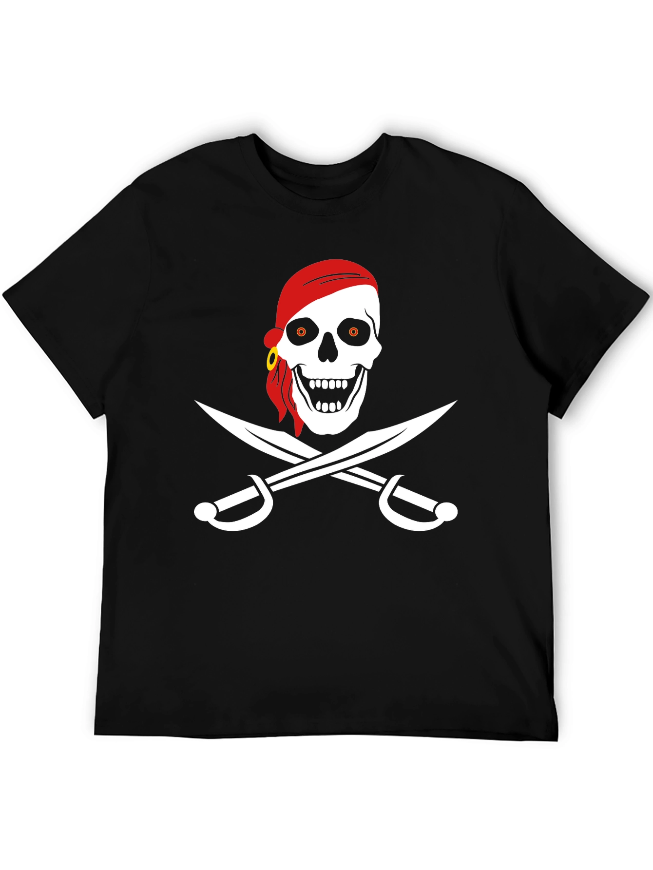 Black Pirate Skull & Swords Graphic T-Shirt view 5