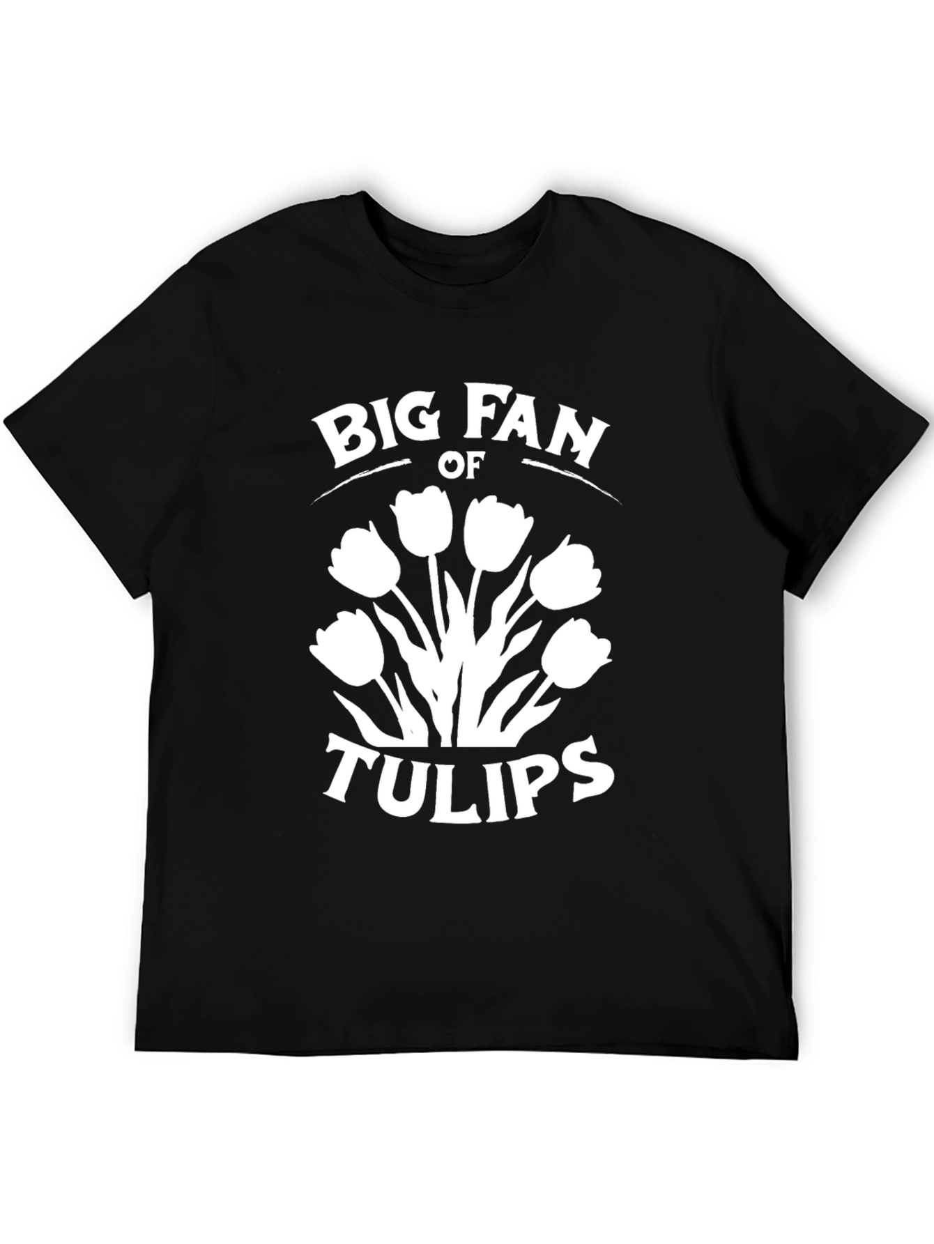 Black Big Fan of Tulips Graphic T-Shirt view 5