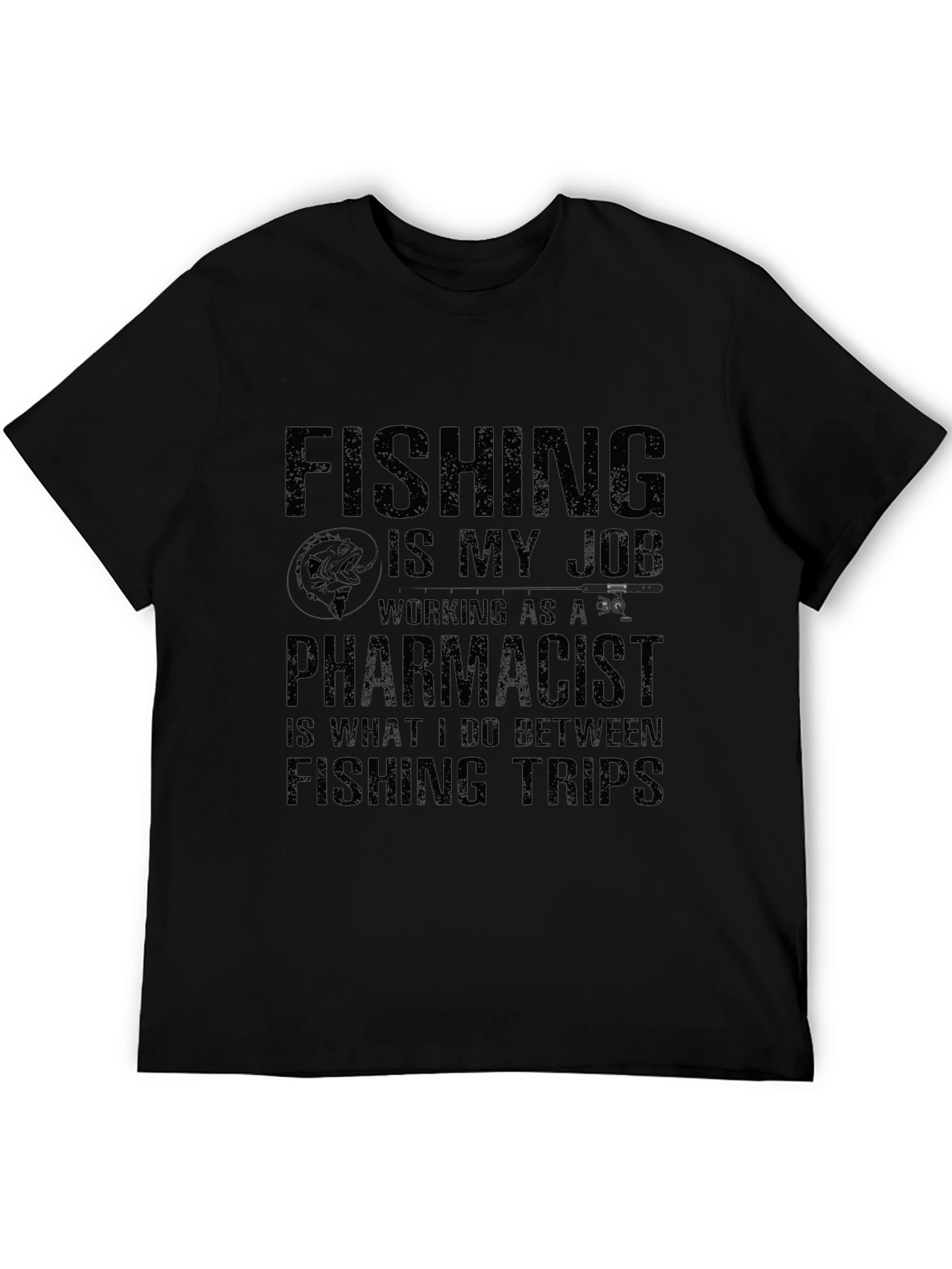 Black Fishing Pharmacist T-Shirt - Black Cotton Tee view 5