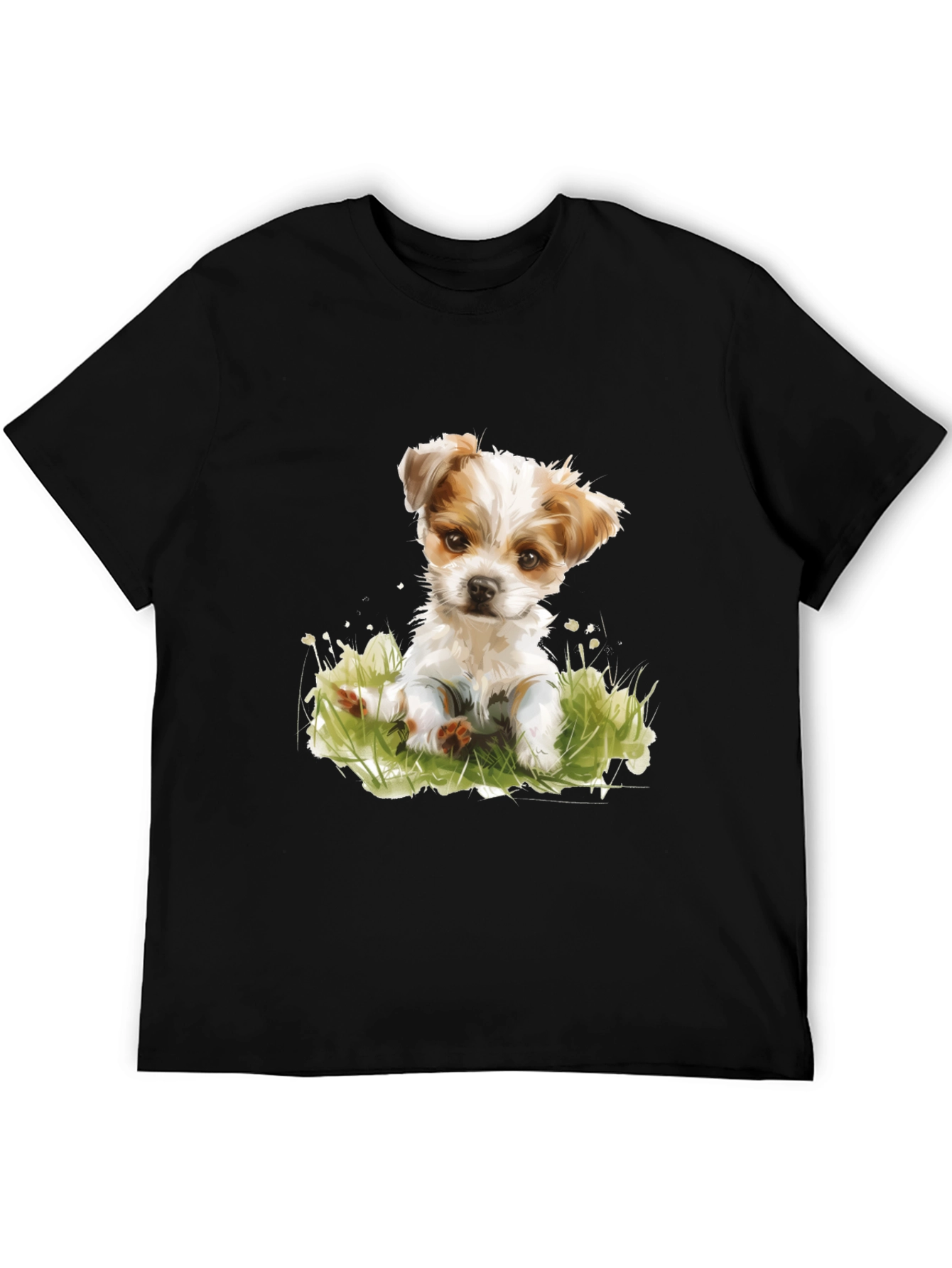 Black Cute Puppy Graphic T-Shirt - Black view 5
