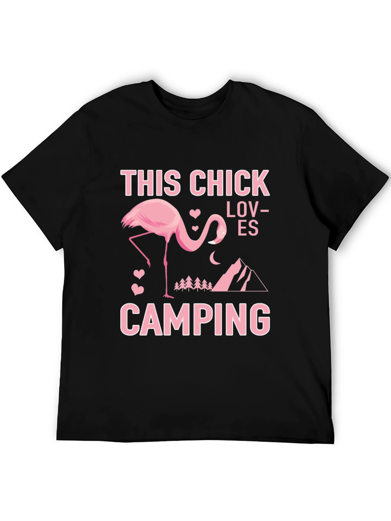 Black This Chick Loves Camping Flamingo Graphic Tee view 5