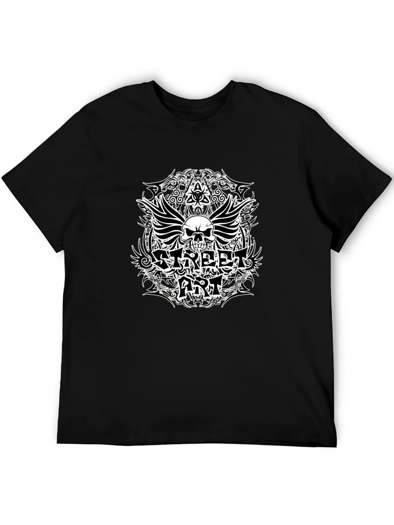 Street Art Skull T-Shirt - Black Cotton Tee - 5