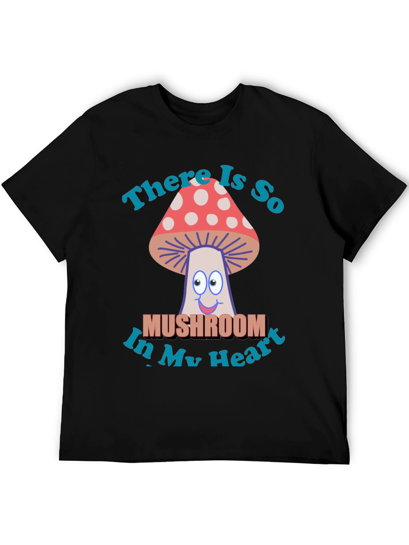 Black Mushroom Heart T-Shirt - Funny Graphic Tee view 5
