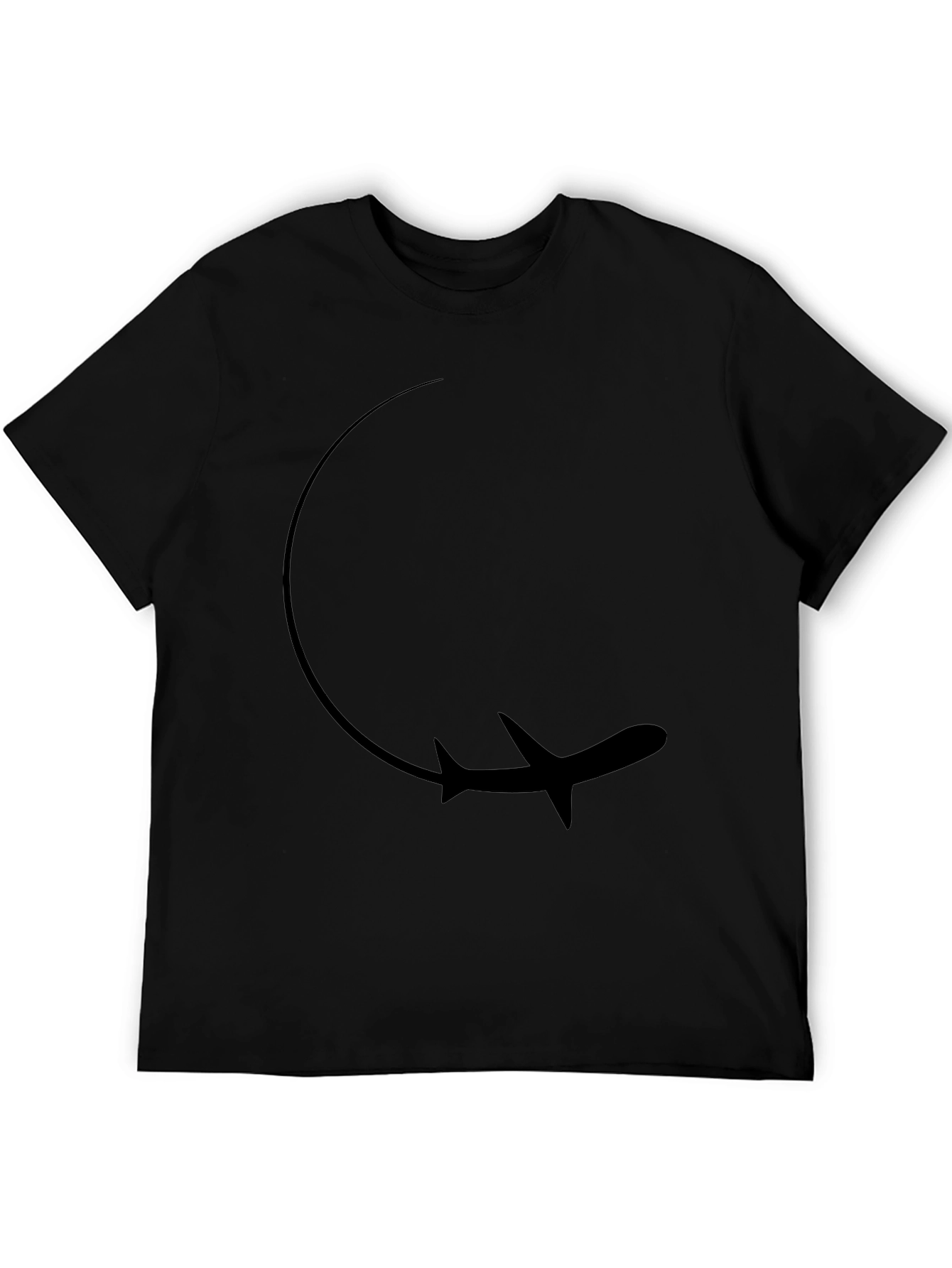 Airplane Loop Graphic Tee - Black Cotton Casual Shirt - 5
